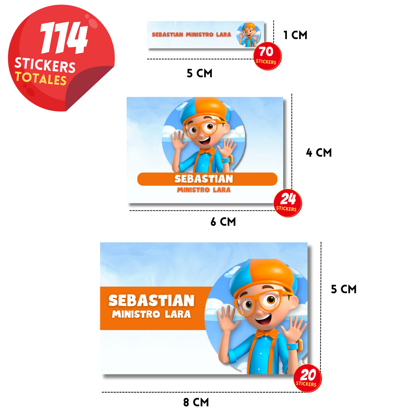 Blippi hola etiquetas adhesivas personalizadas diferentes medidas