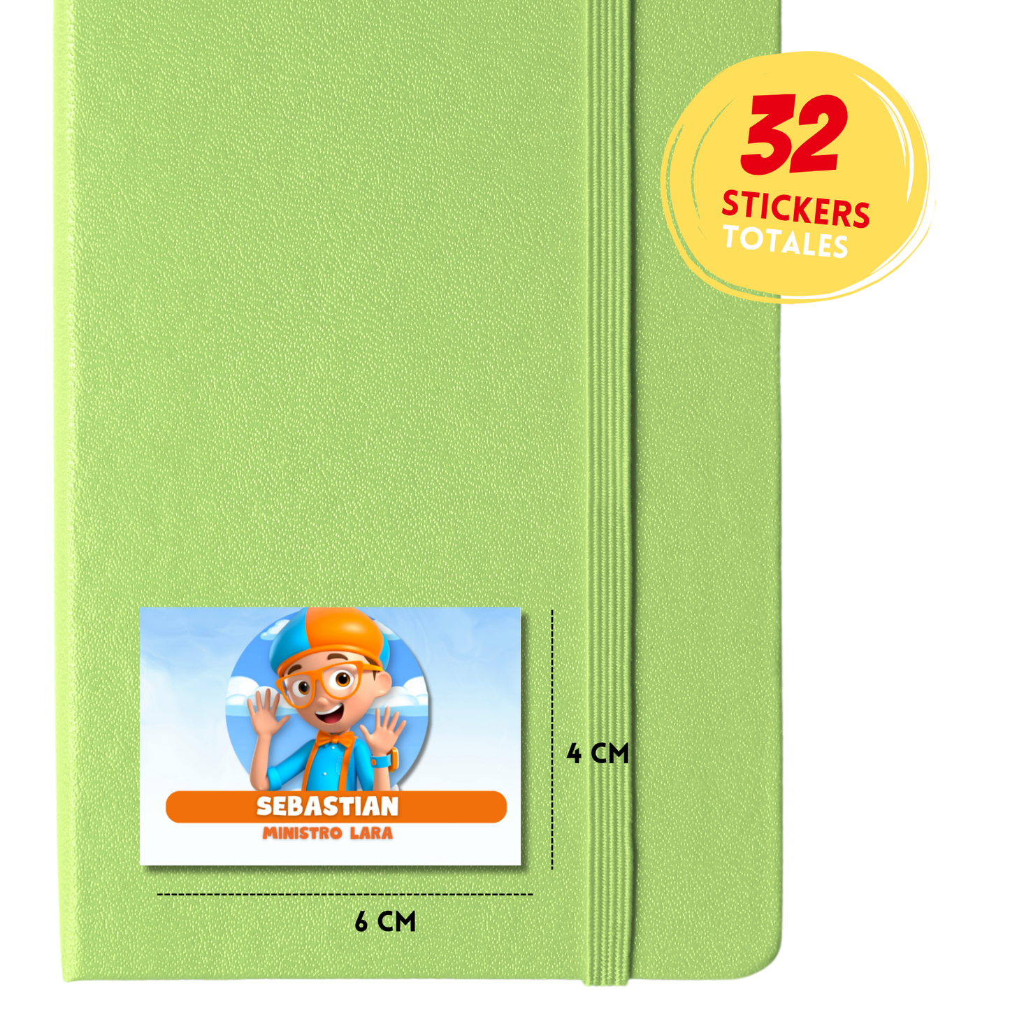 Blippi hola etiquetas adhesivas personalizadas tipo stickers