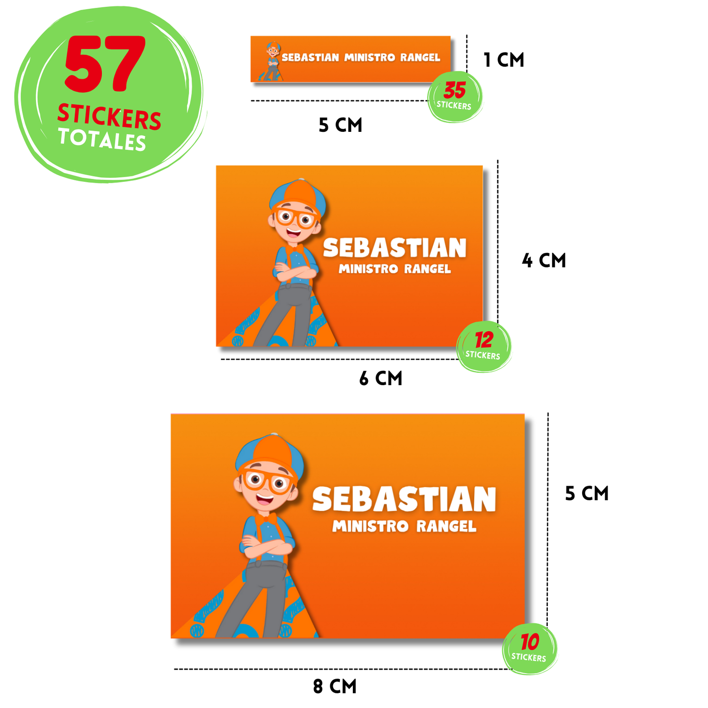 Blippi stickers adhesivas personalizadas para libros, libretas, cuadernos