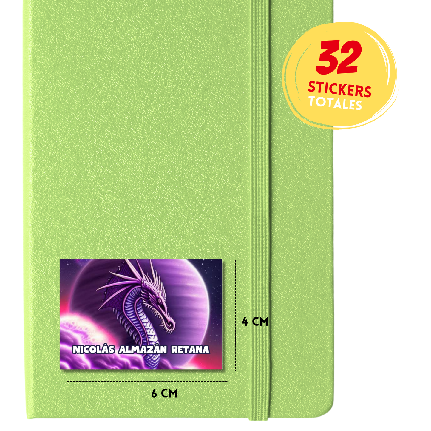 Dragón morado Etiquetas Escolares Personalizadas Libretas, Libros y Lápices