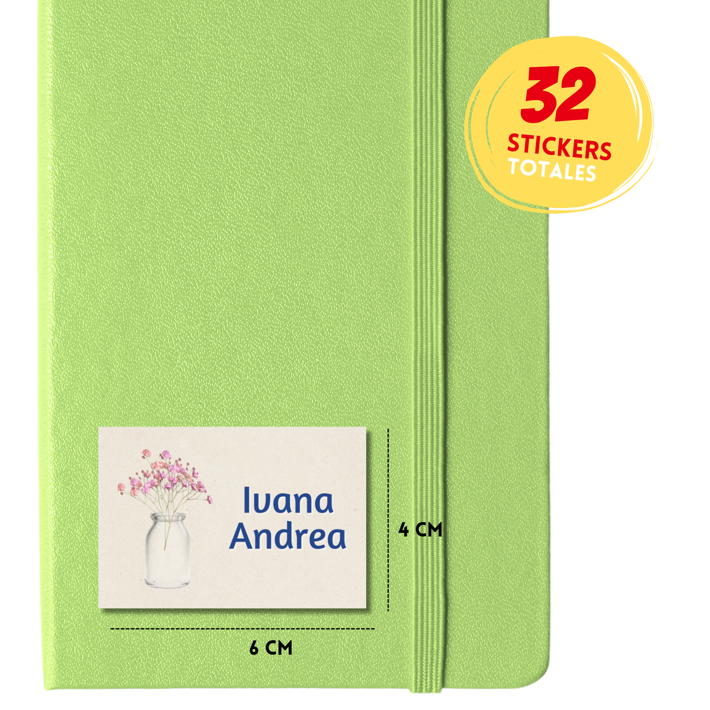 Florero Aesthetic Etiquetas Escolares Personalizadas Libretas, Libros y Lápices