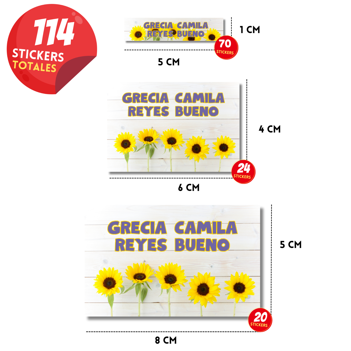 Flores Girasoles Etiquetas Escolares Personalizadas Libretas, Libros y Lápices