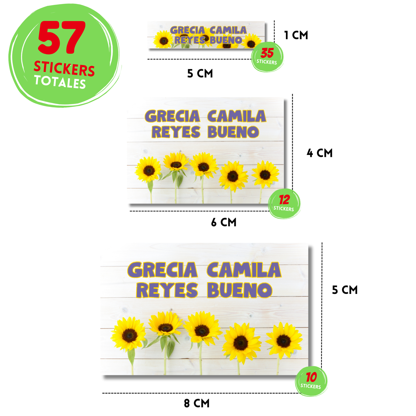 Flores Girasoles Etiquetas Escolares Personalizadas Libretas, Libros y Lápices
