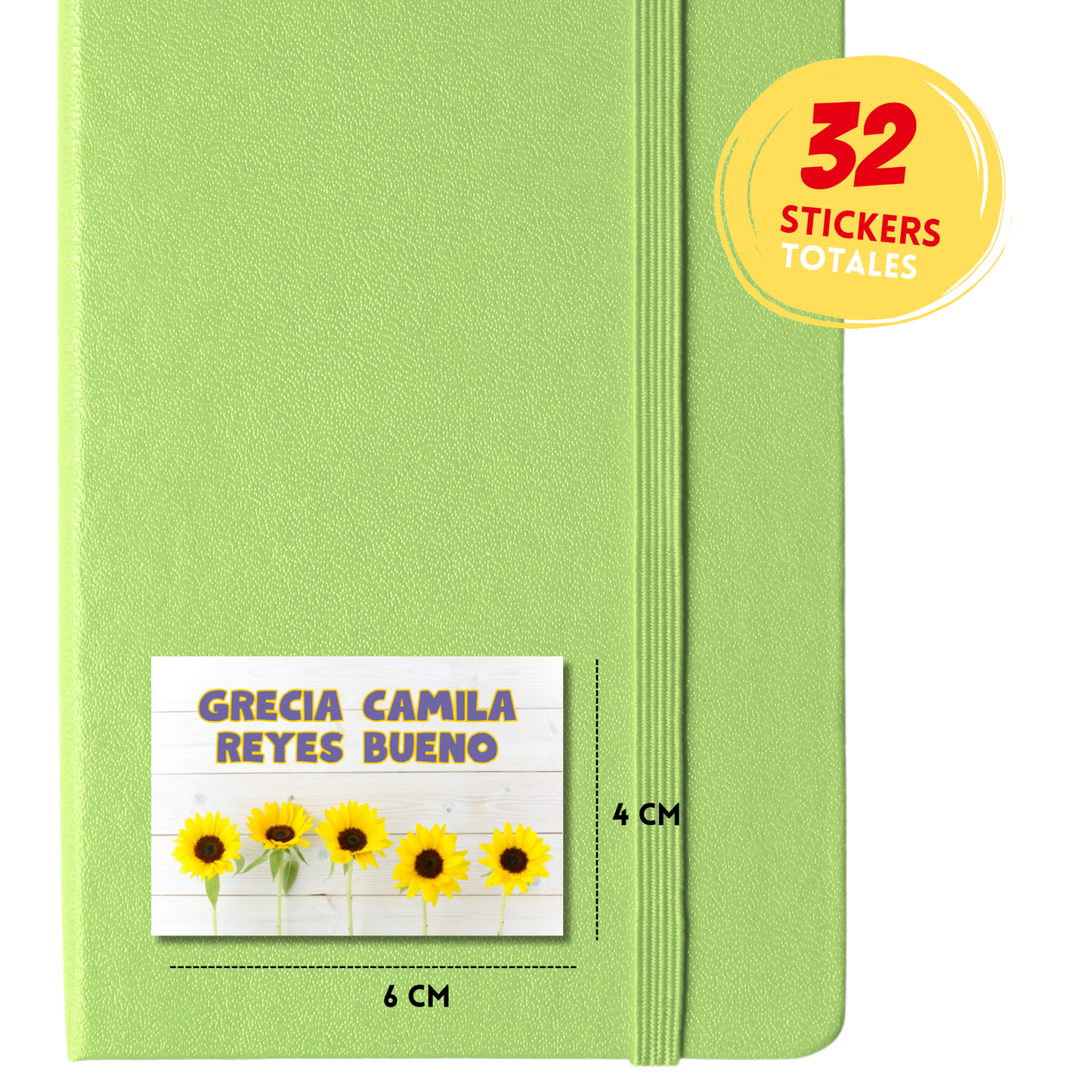 Flores Girasoles Etiquetas Escolares Personalizadas Libretas, Libros y Lápices