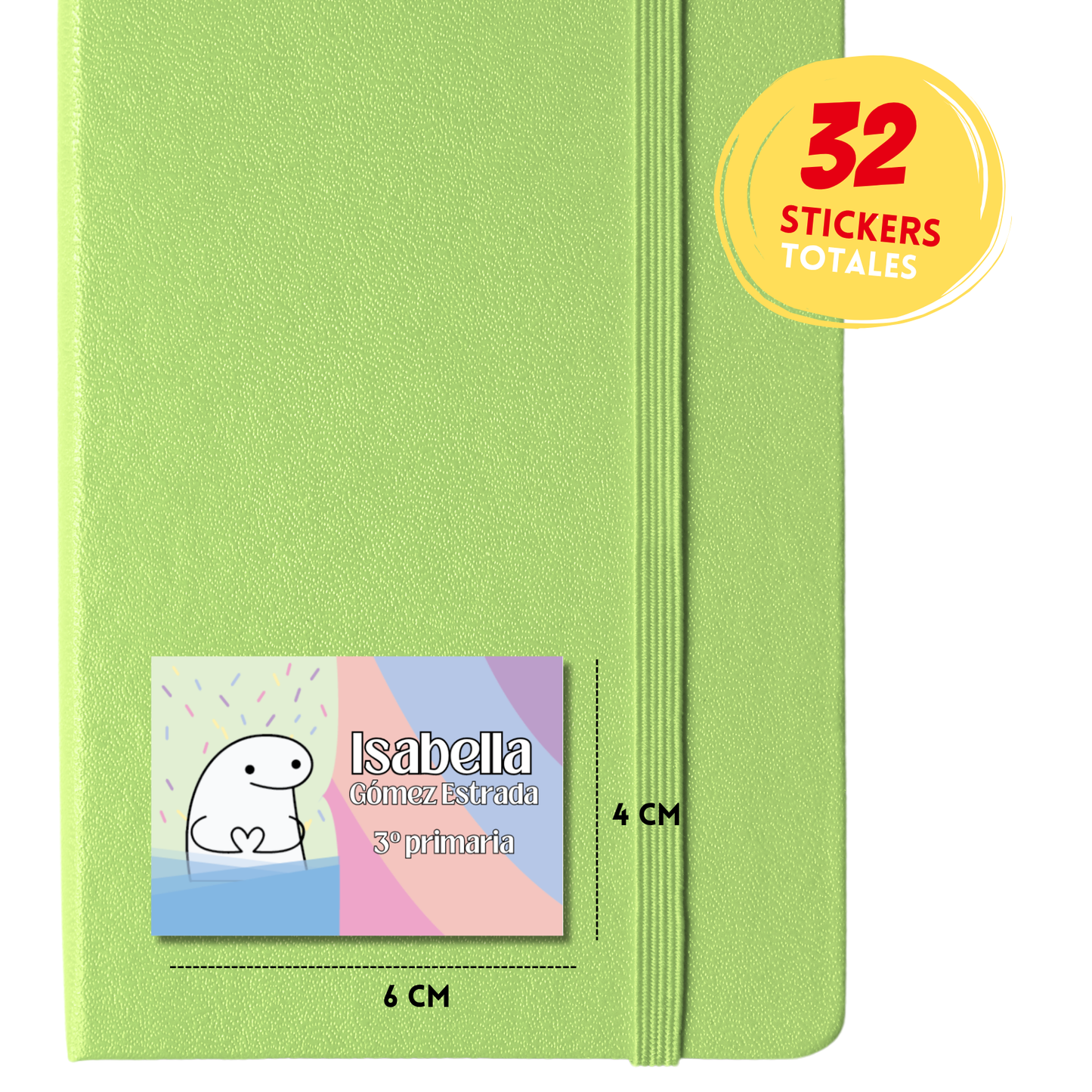 Flork manos corazón te quiero Etiquetas Escolares Personalizadas Libretas, Libros y Lápices