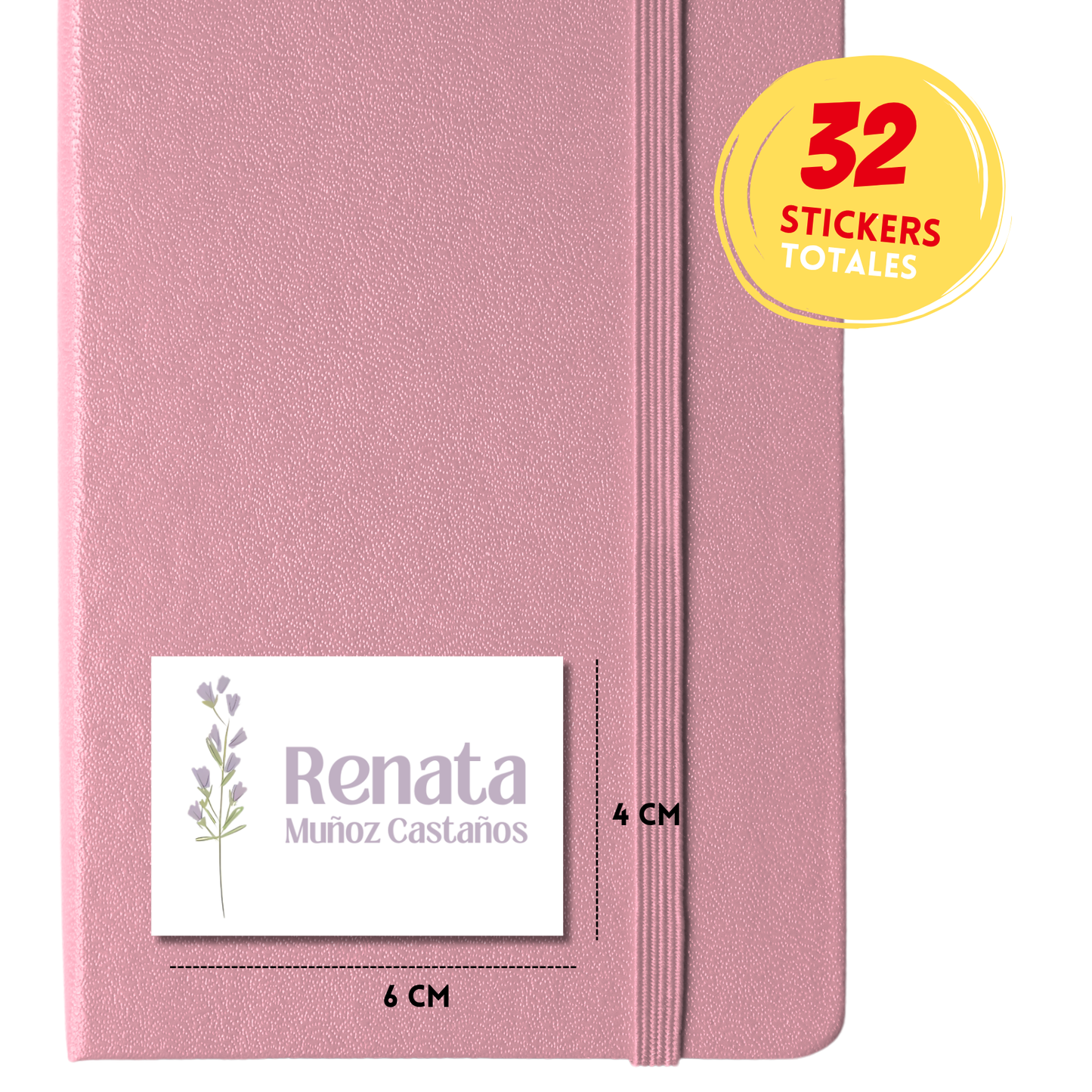 Flor Lavanda Aesthetic Etiquetas Escolares Personalizadas Libretas, Libros y Lápices