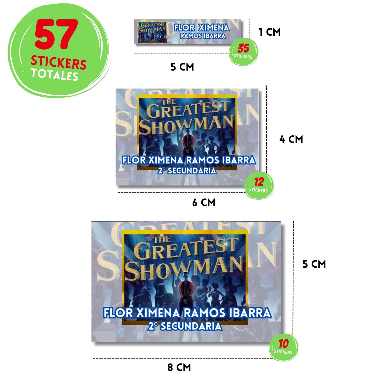 The Greatest Showman Portada Etiquetas Escolares Personalizadas Libretas, Libros y Lápices