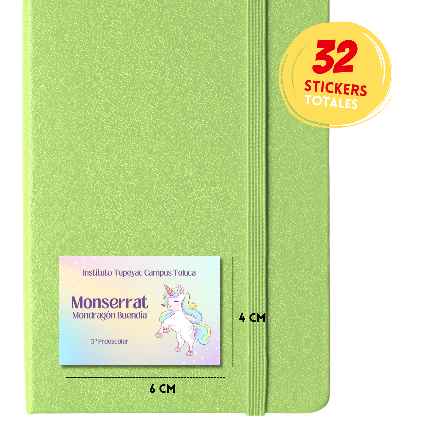 Unicornio Etiquetas Escolares Personalizadas Libretas, Libros y Lápices