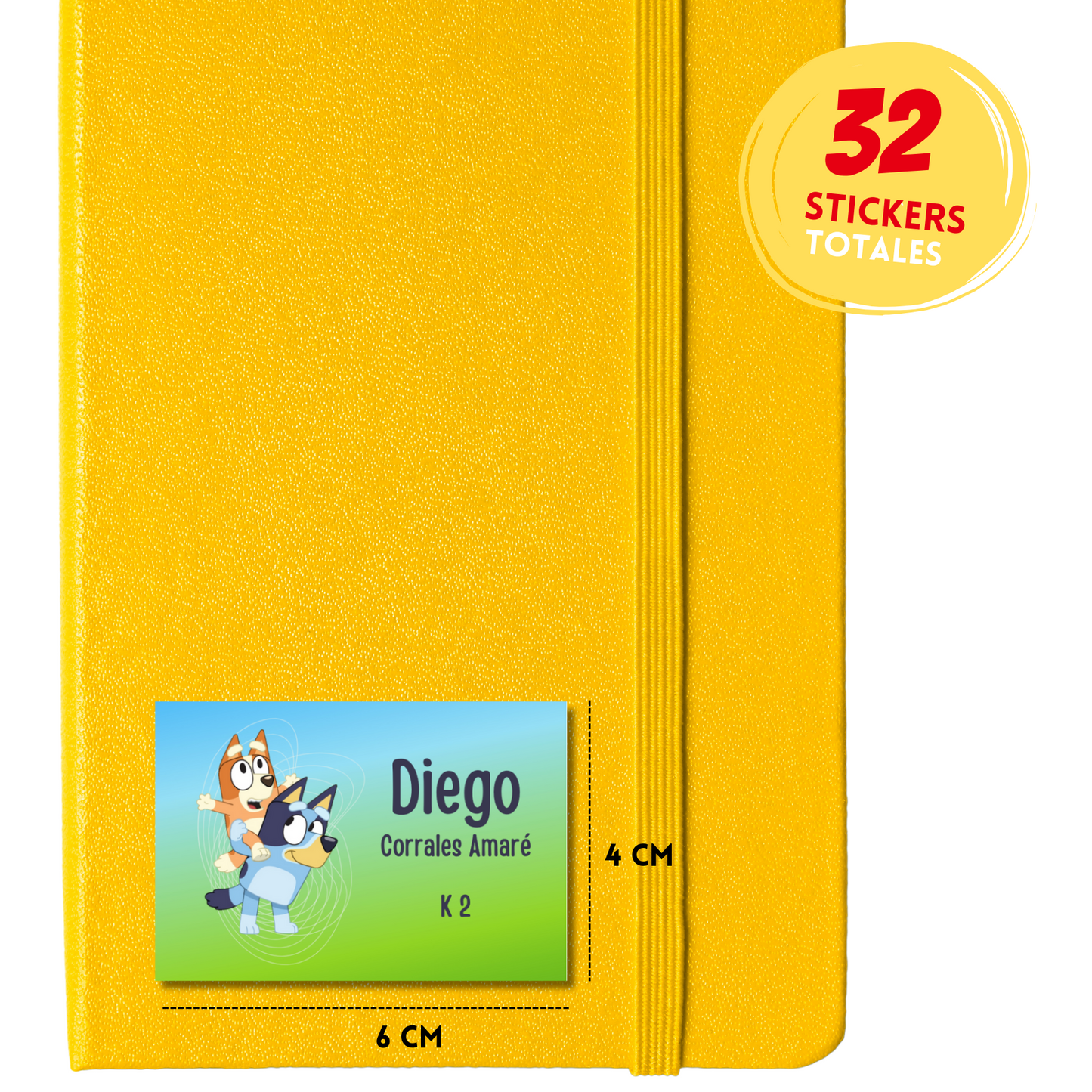 Bluey &amp; Bingo Personalized School Labels Notebooks, Books and Pencils 