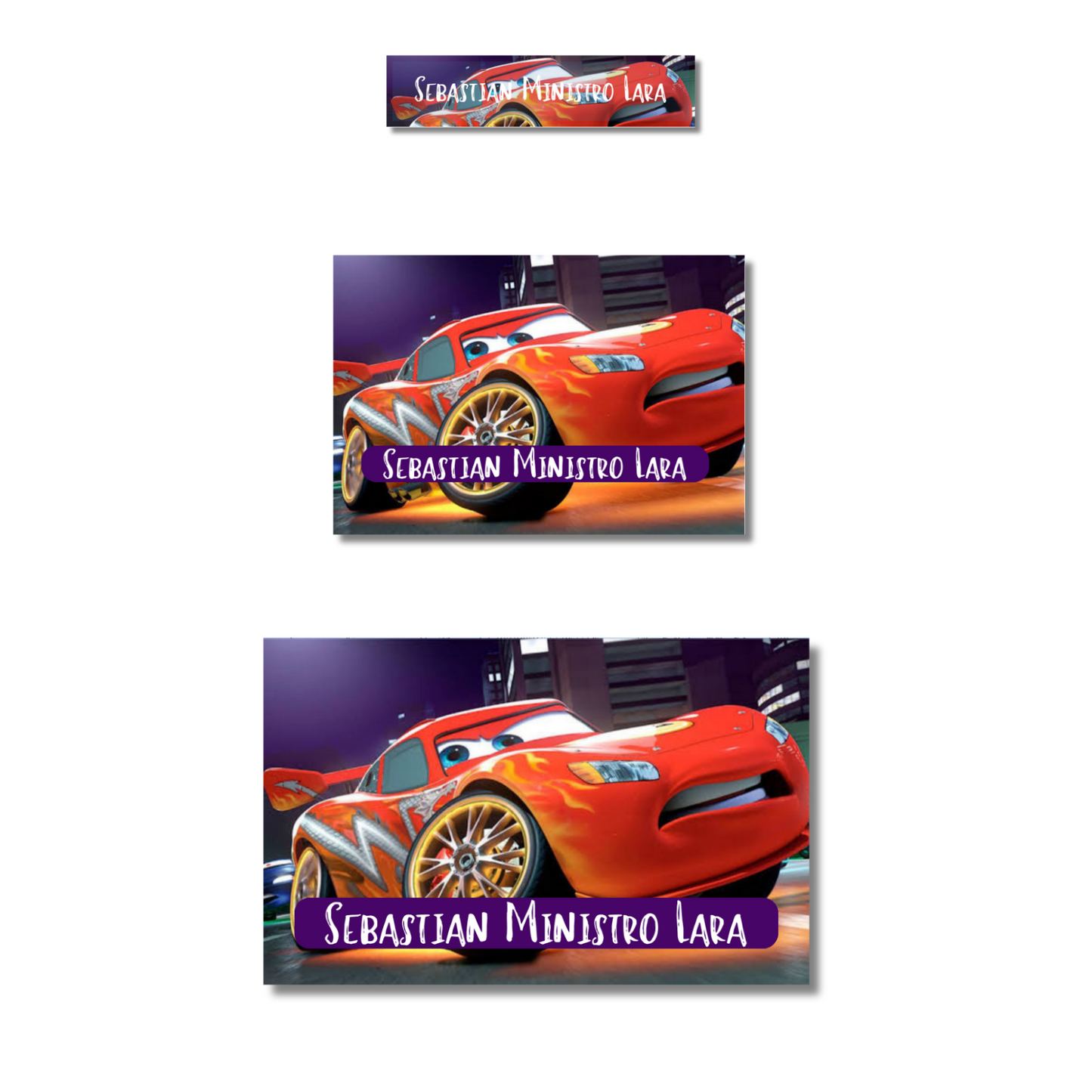 Cars Lightning McQueen Personalized School Labels Notebooks, Books and Pencils 