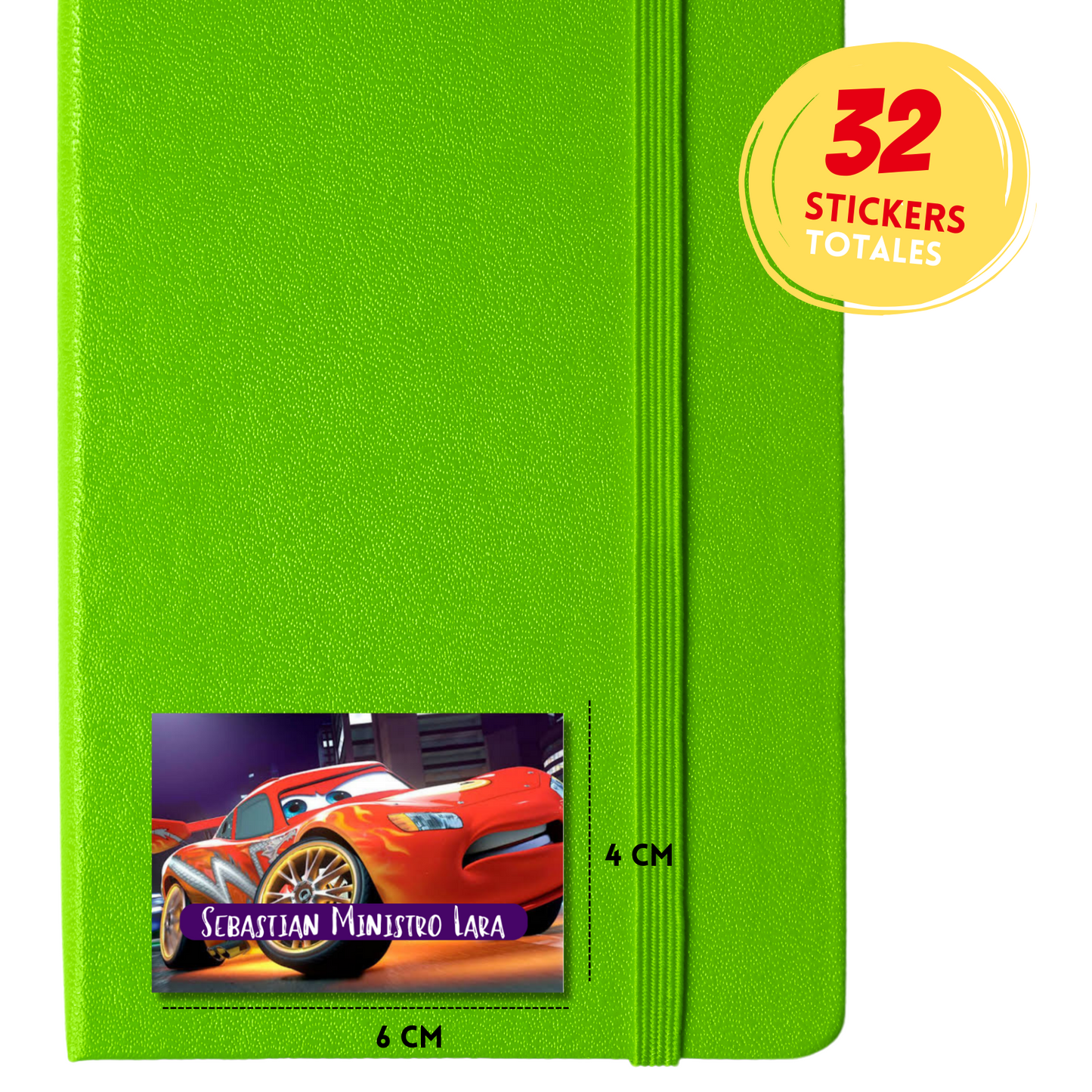 Cars Lightning McQueen Personalized School Labels Notebooks, Books and Pencils 