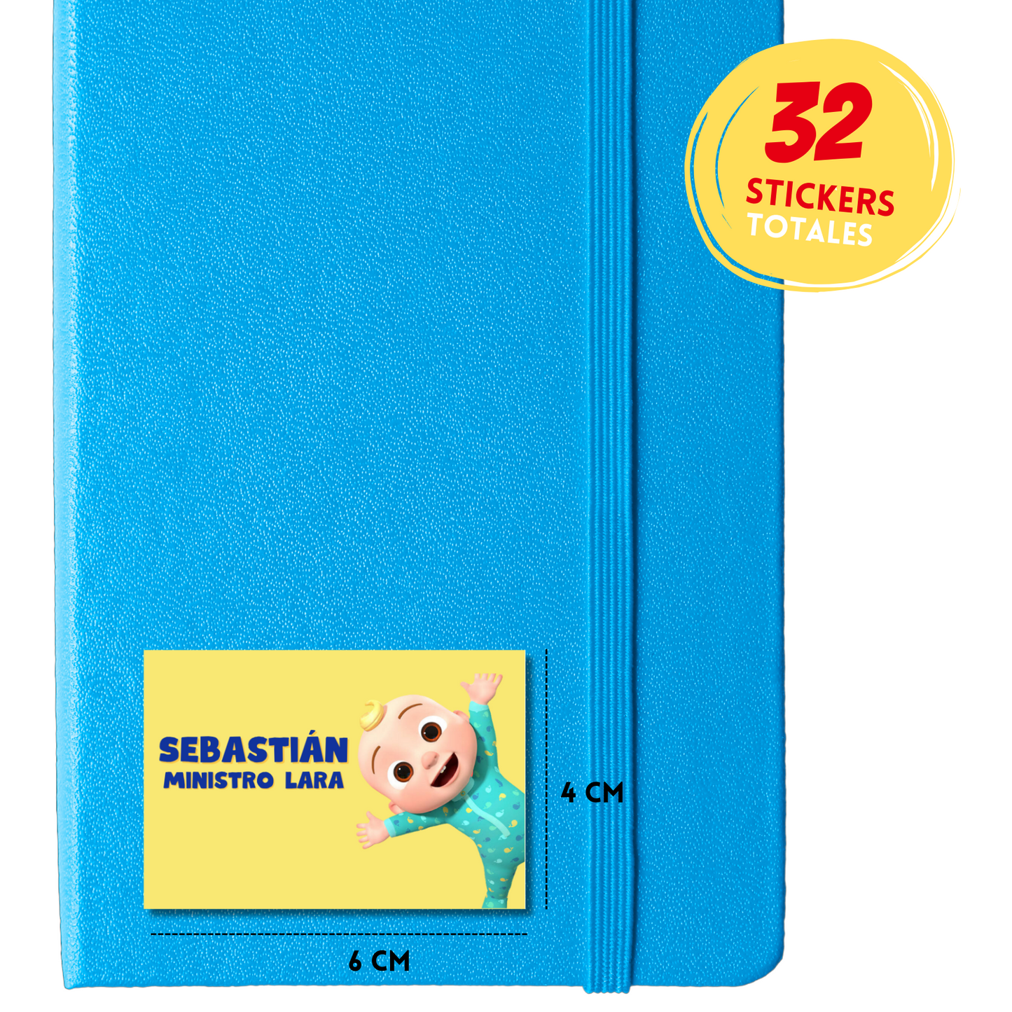 Cocomelon Personalized School Labels Notebooks, Books and Pencils 