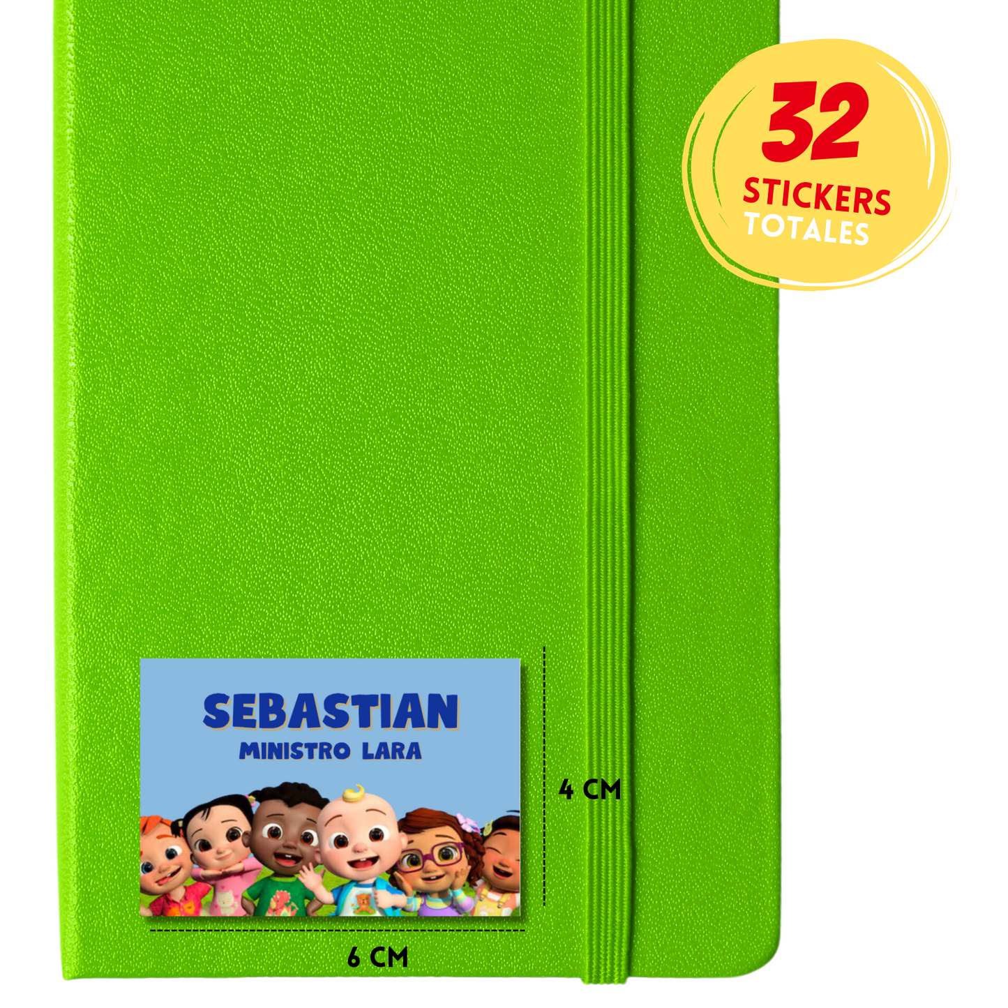 Cocomelon &amp; Friends Personalized School Labels Notebooks, Books and Pencils 