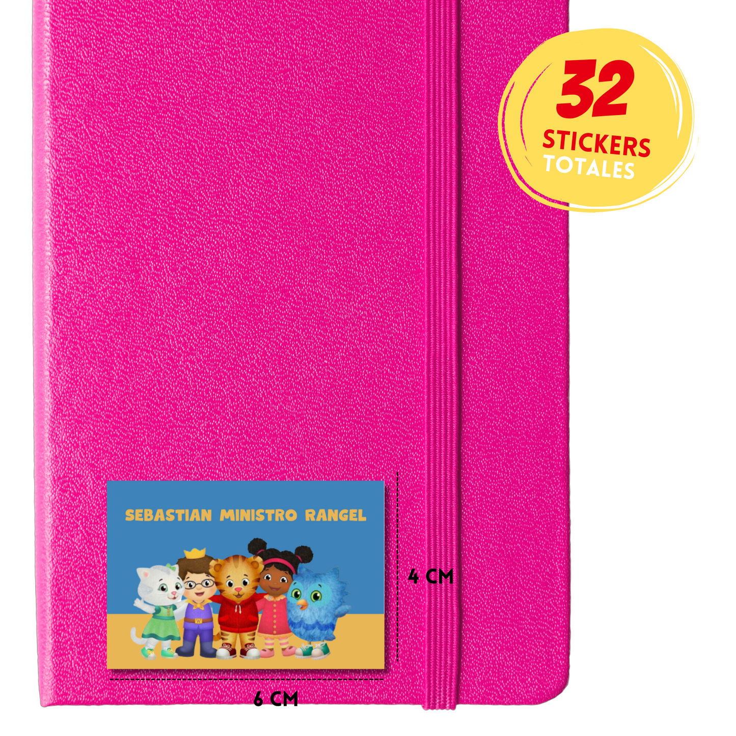 Daniel El Tigre &amp; Friends Personalized School Labels Notebooks, Books and Pencils 