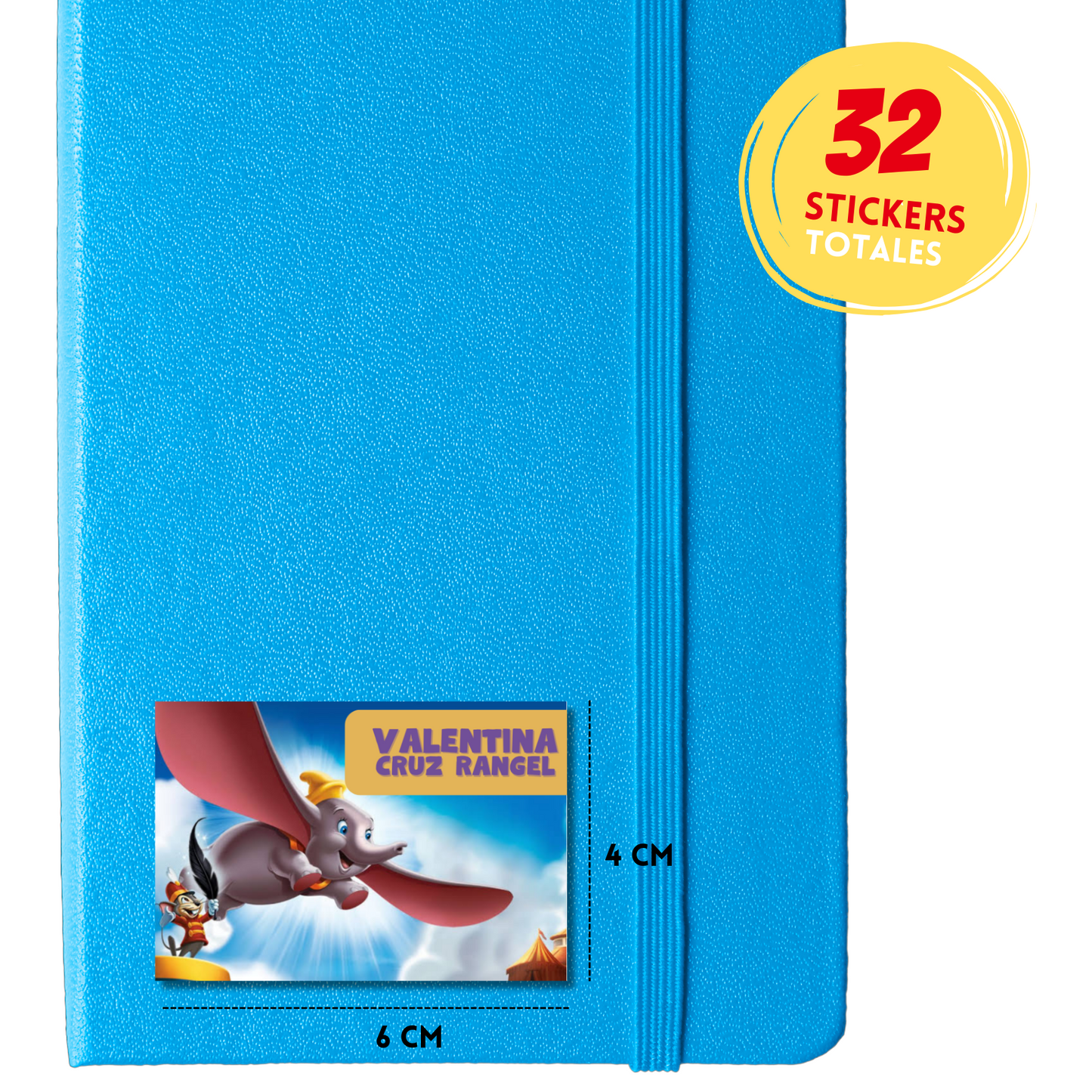 Dumbo Flying Personalized School Labels Notebooks, Books and Pencils 