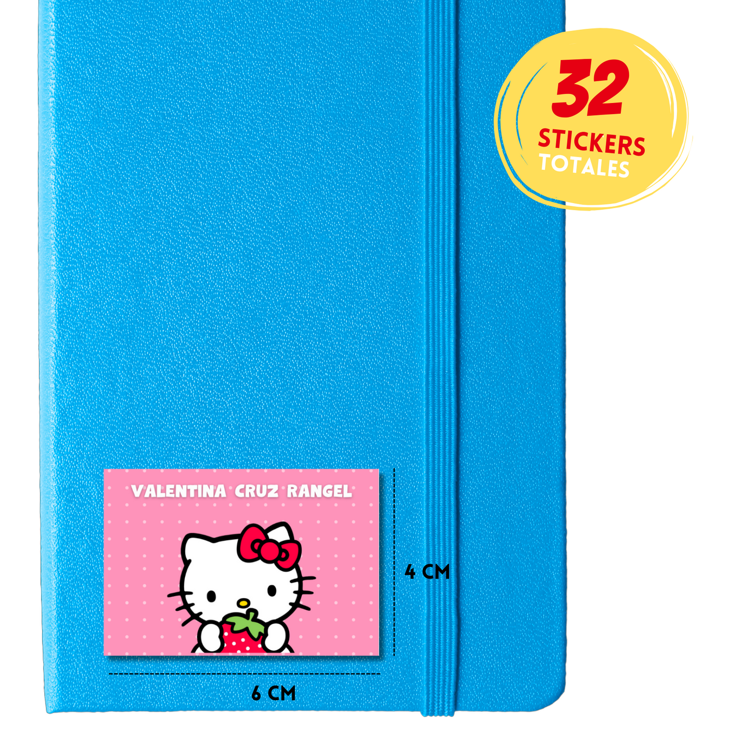 Hello Kitty Strawberry Personalized School Labels Notebooks, Books and Pencils 