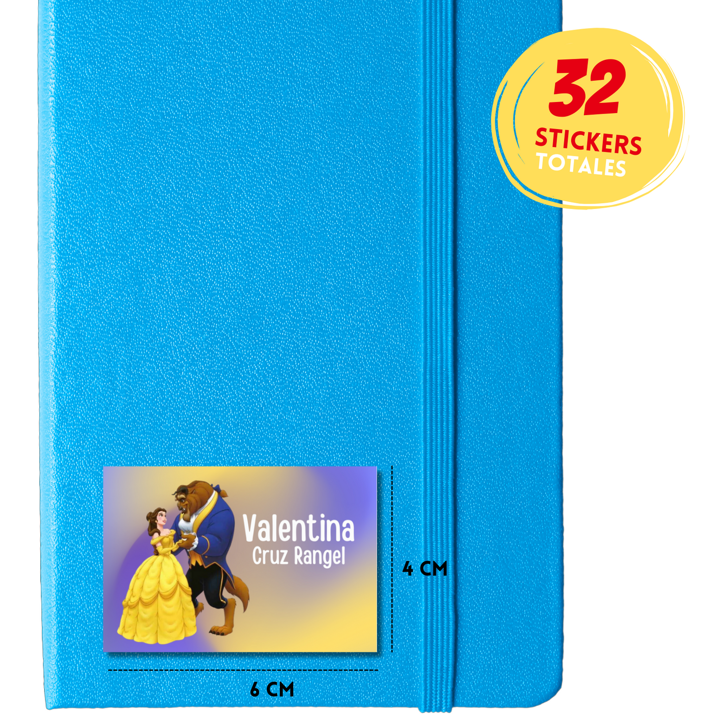 Beauty and the Beast Dancing Personalized School Labels Notebooks, Books and Pencils 