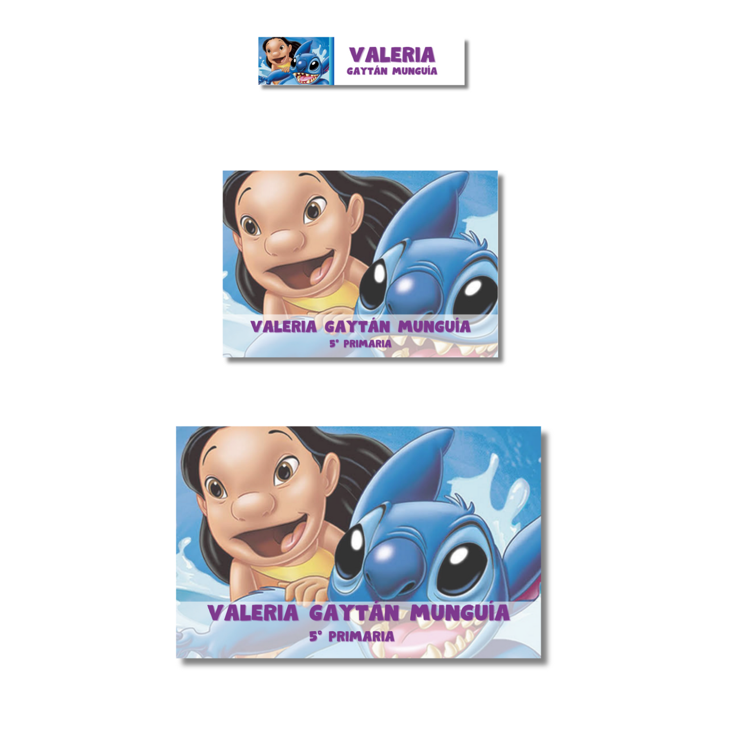 Lilo &amp; Stitch Personalized School Labels Notebooks, Books and Pencils 