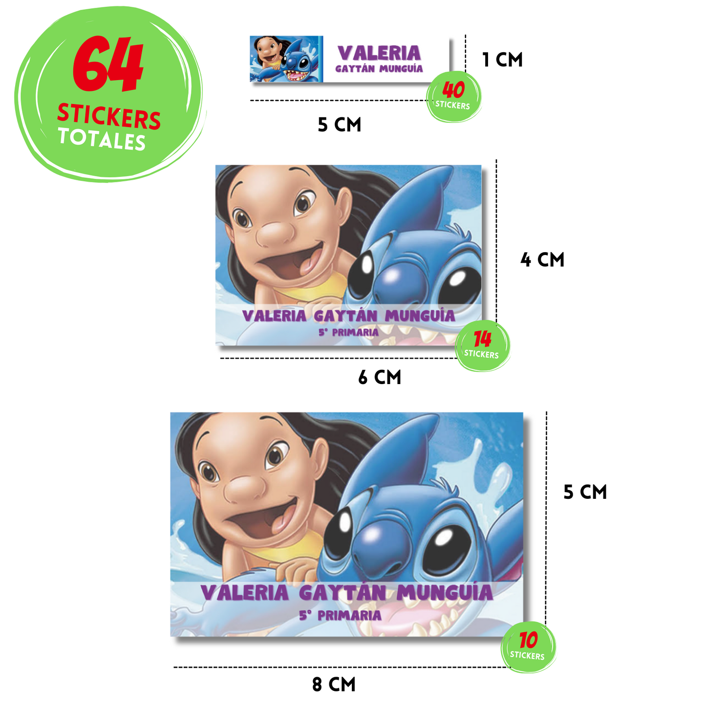 Lilo &amp; Stitch Personalized School Labels Notebooks, Books and Pencils 