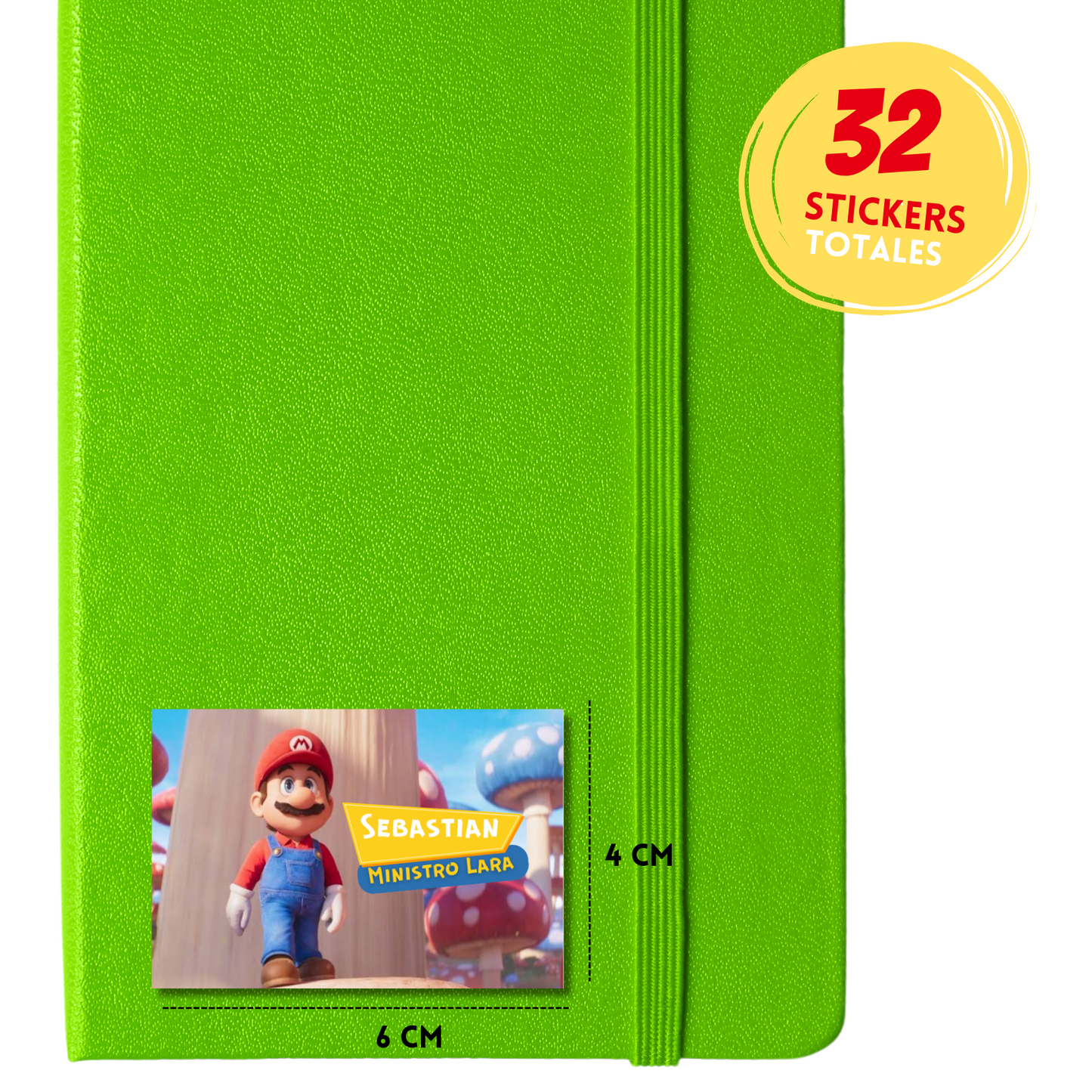 Mario Bros Personalized School Labels Notebooks, Books and Pencils 