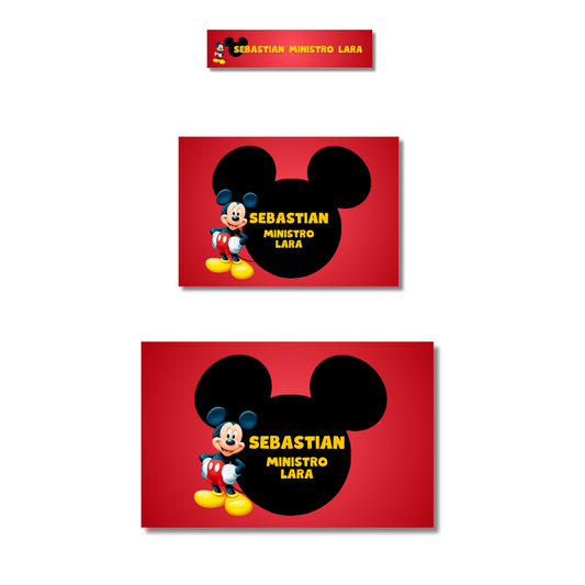 Mickey Mouse Personalized School Labels Notebooks, Books and Pencils 