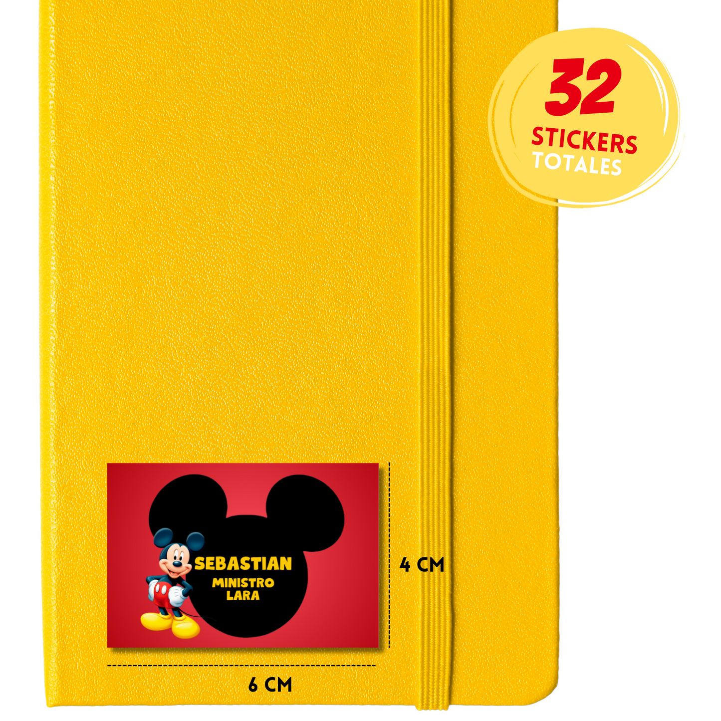 Mickey Mouse Personalized School Labels Notebooks, Books and Pencils 