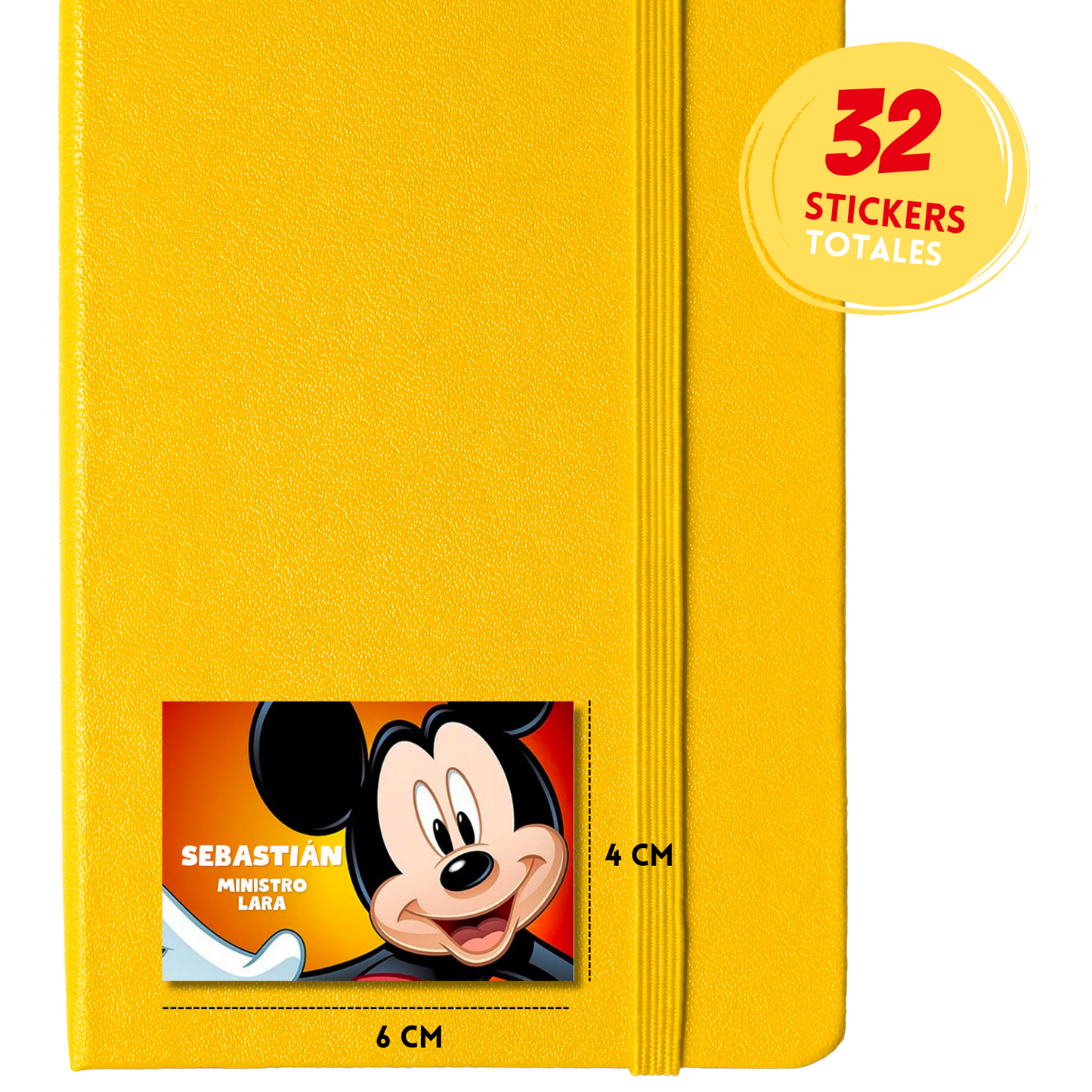 Mickey Mouse Face Personalized School Labels Notebooks, Books and Pencils 