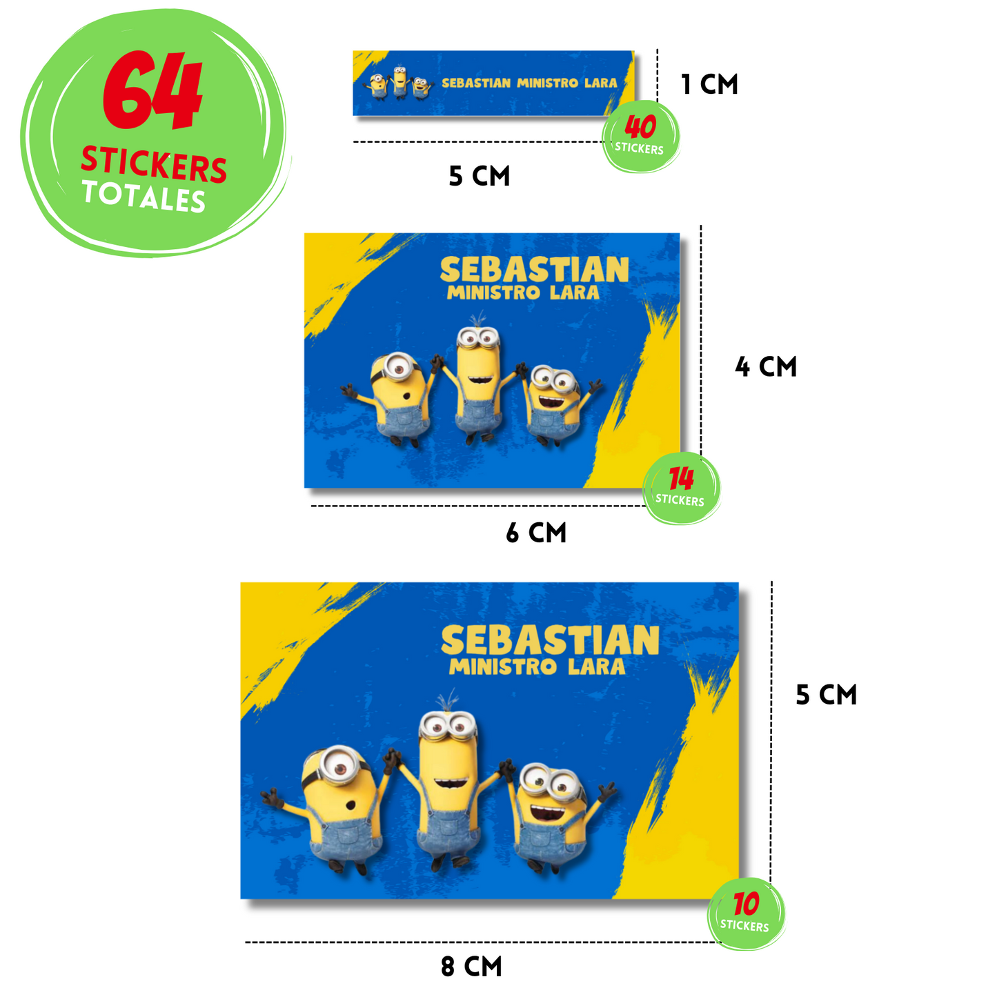 Minions Jumping Personalized School Labels Notebooks, Books and Pencils 