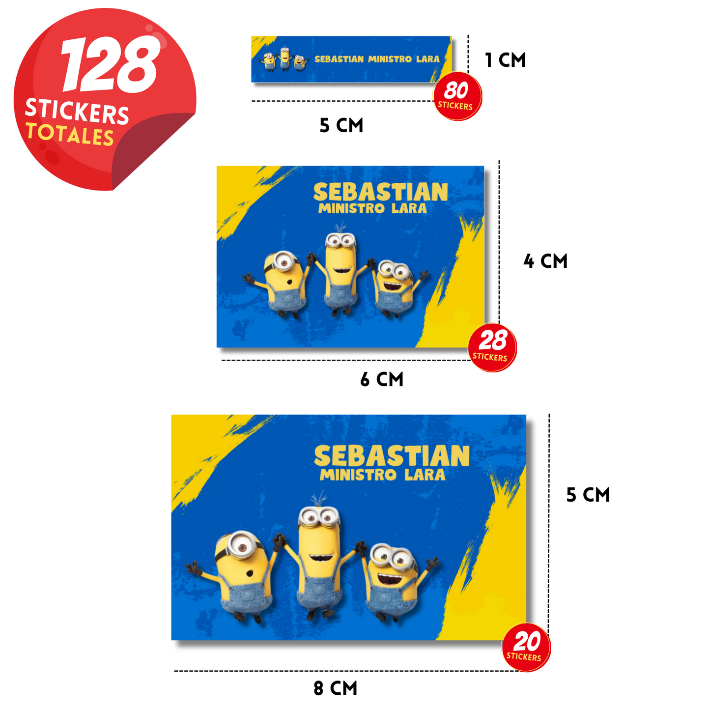 Minions Jumping Personalized School Labels Notebooks, Books and Pencils 