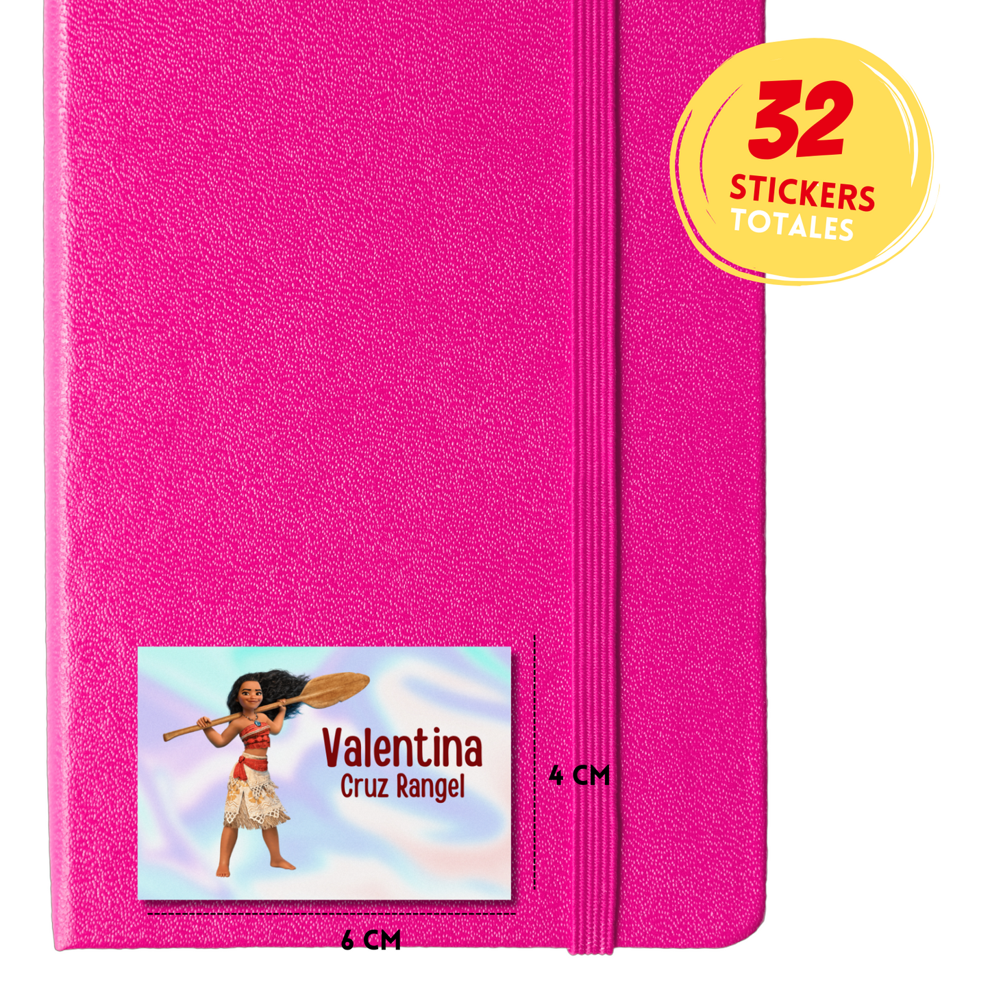 Moana Personalized School Labels Notebooks, Books and Pencils 