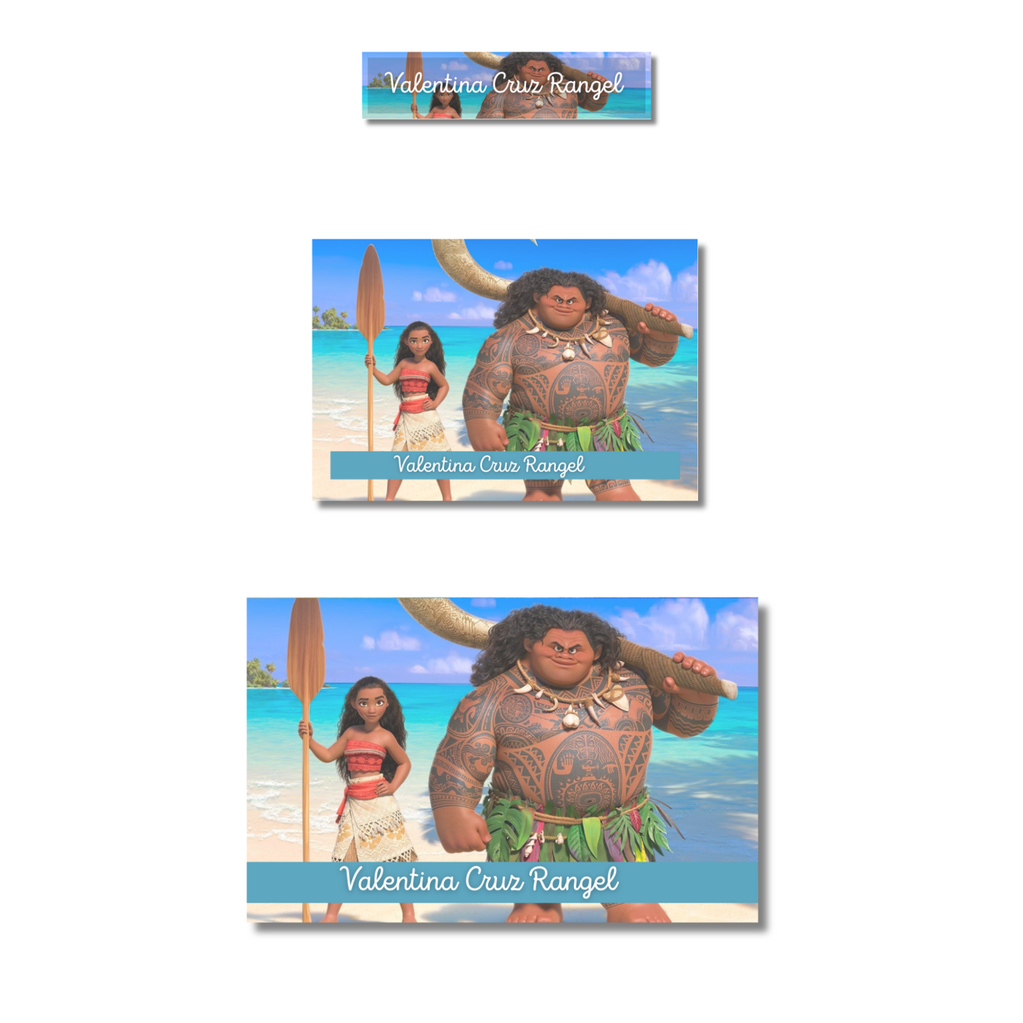 Moana &amp; Maui Personalized School Labels Notebooks, Books and Pencils 