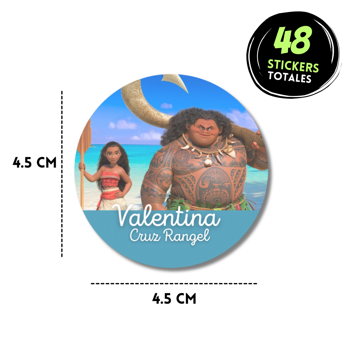 Moana &amp; Maui Personalized School Labels Notebooks, Books and Pencils 