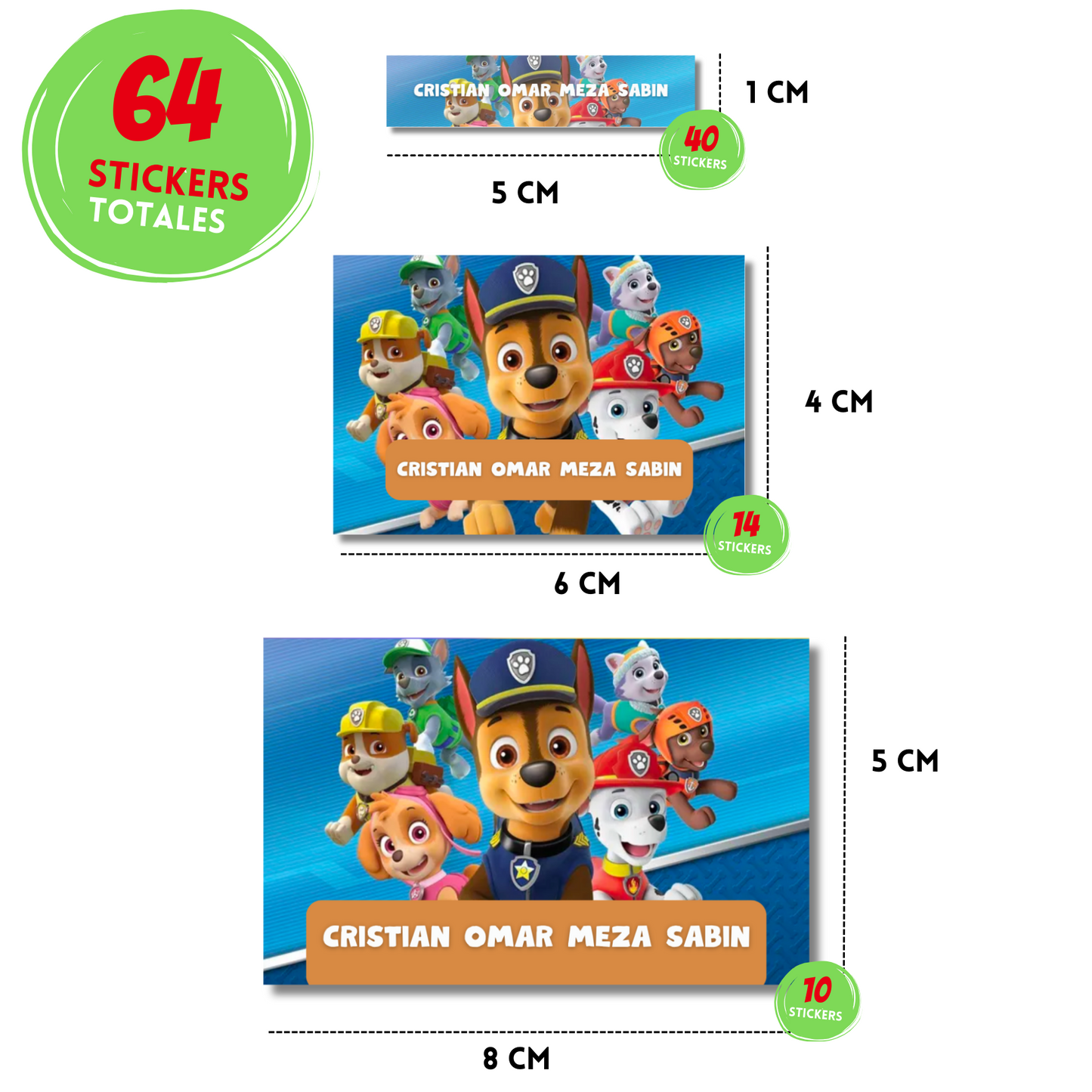 Paw Patrol Chase Personalized School Labels Notebooks, Books and Pencils 