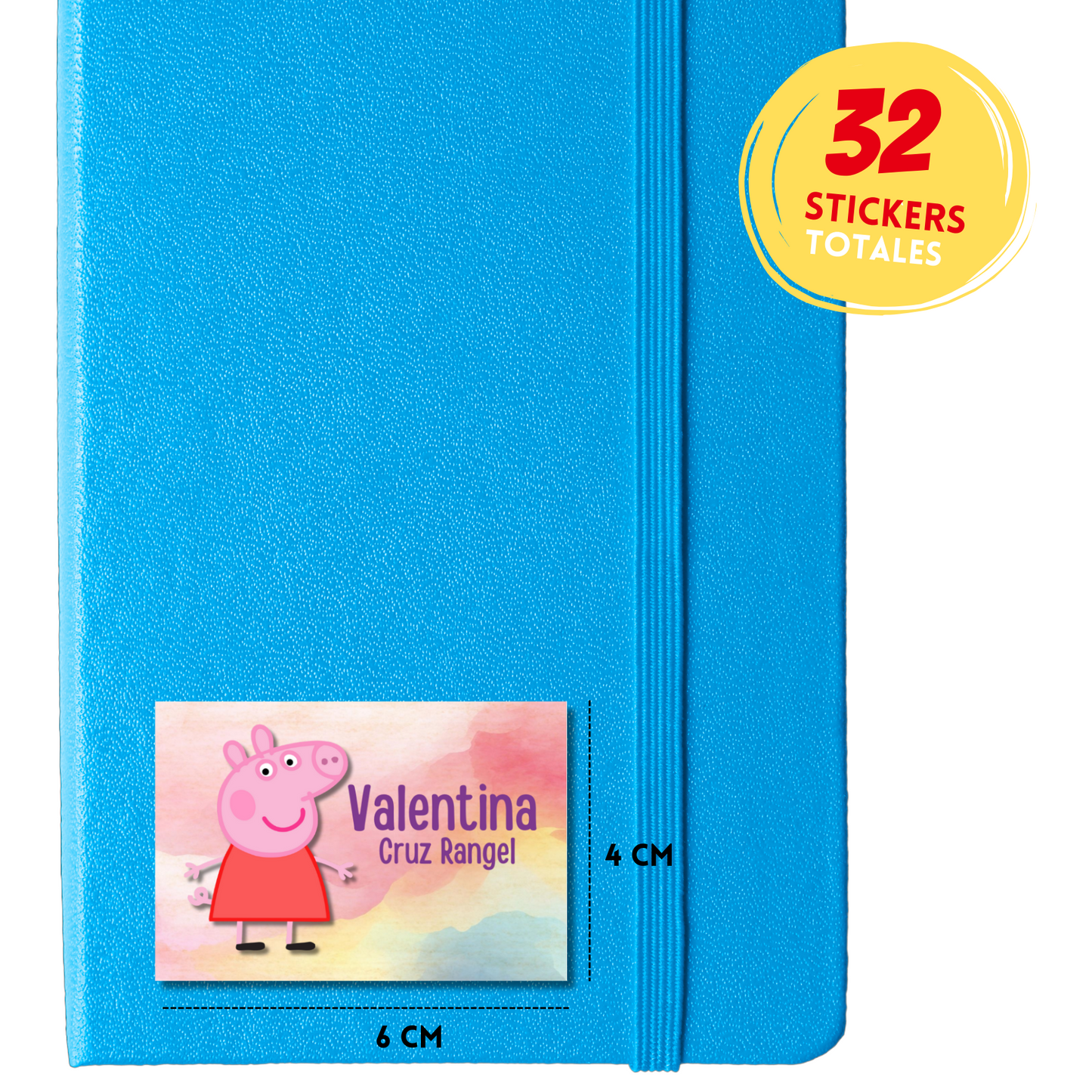 Peppa Pig Personalized School Labels Notebooks, Books and Pencils 