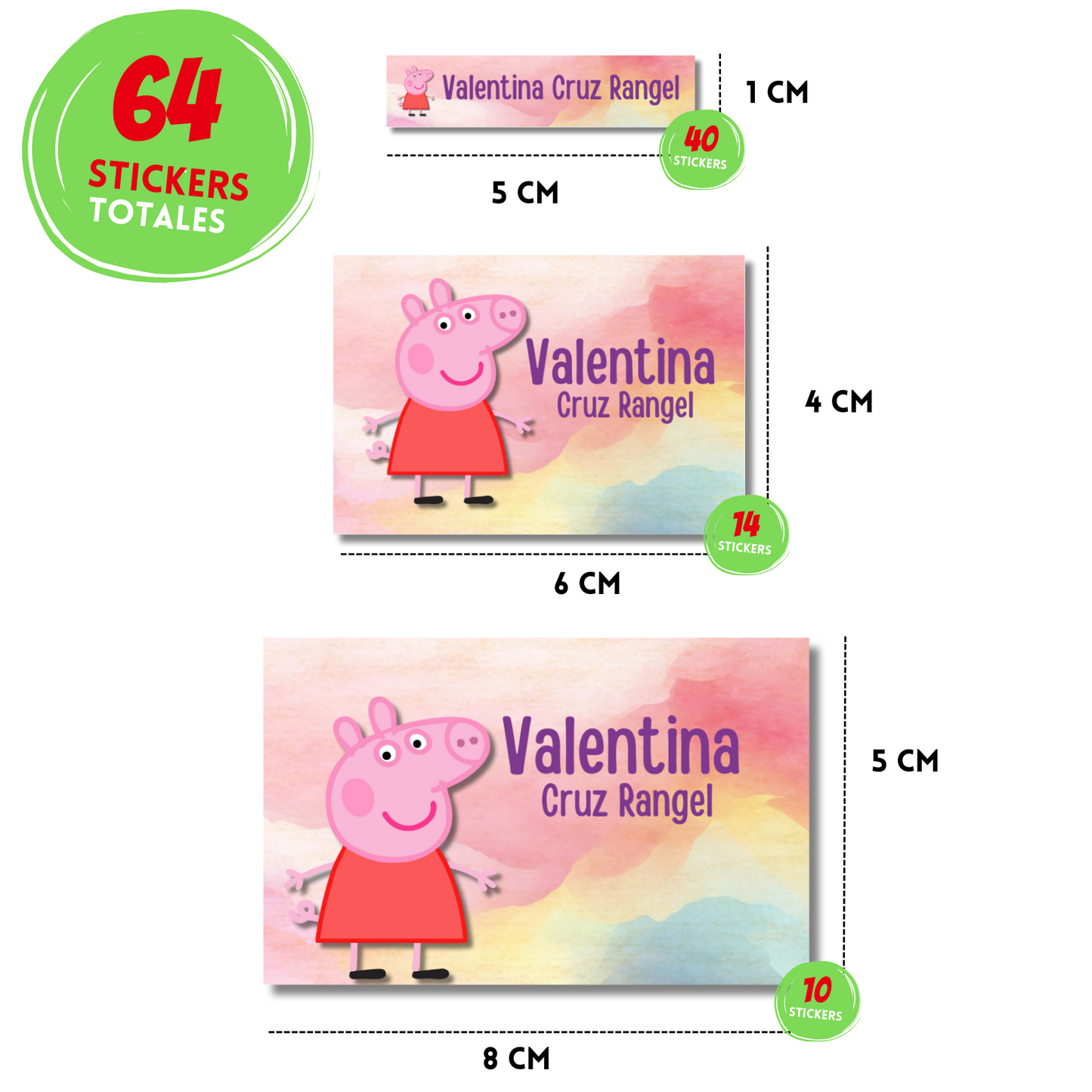 Peppa Pig Personalized School Labels Notebooks, Books and Pencils 