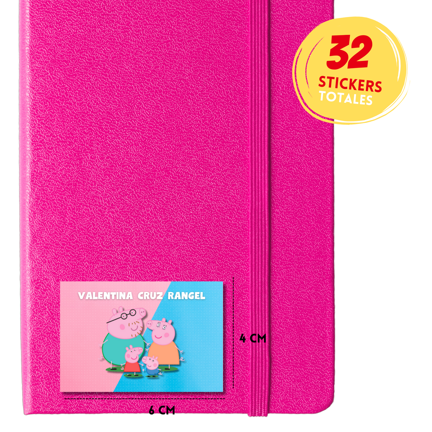 Peppa Pig &amp; Family Personalized School Labels Notebooks, Books and Pencils 