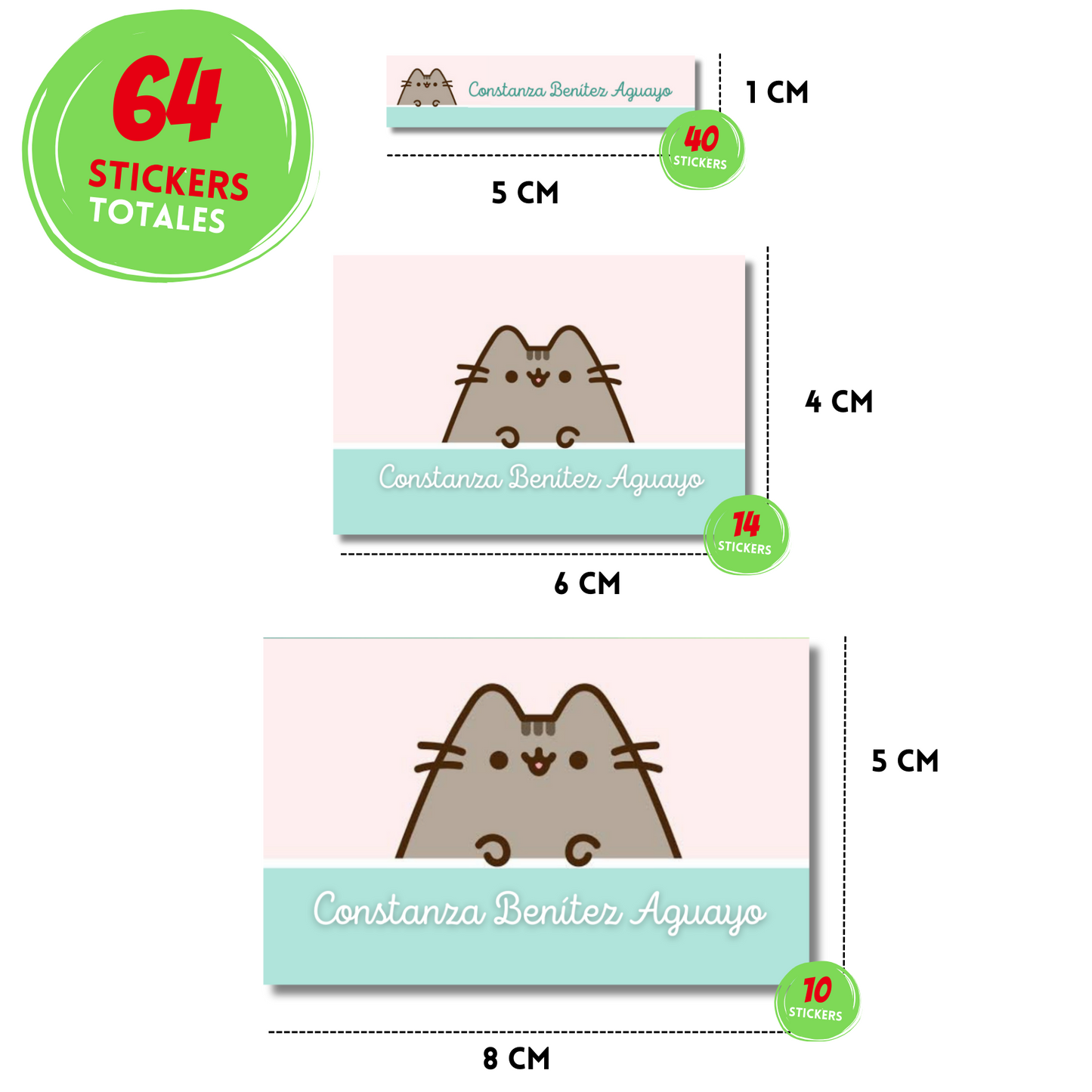 Pusheen Personalized School Labels Notebooks, Books and Pencils 