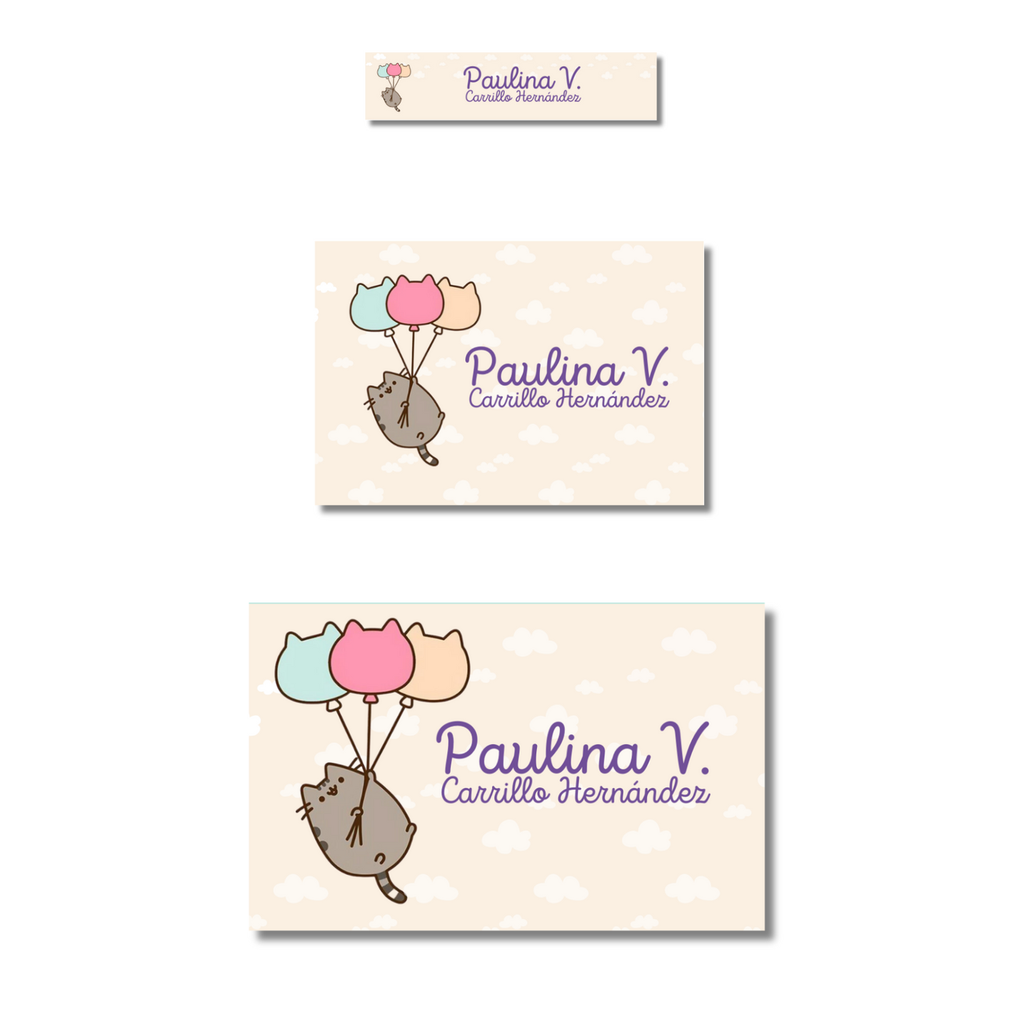 Pusheen With Balloons Personalized School Labels Notebooks, Books and Pencils 