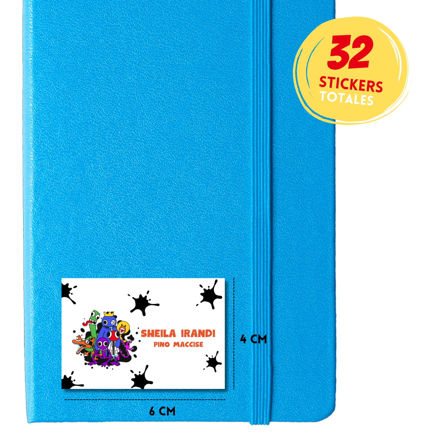 Rainbow Friends Personalized School Labels Notebooks, Books and Pencils 