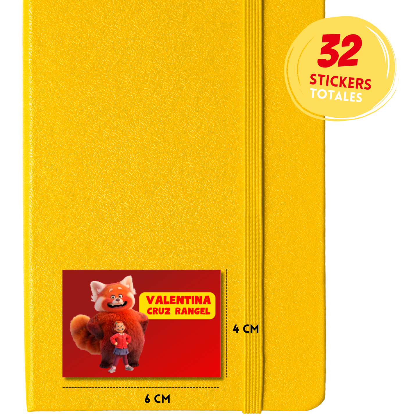 Red &amp; Meilin Lee Personalized School Labels Notebooks, Books and Pencils 