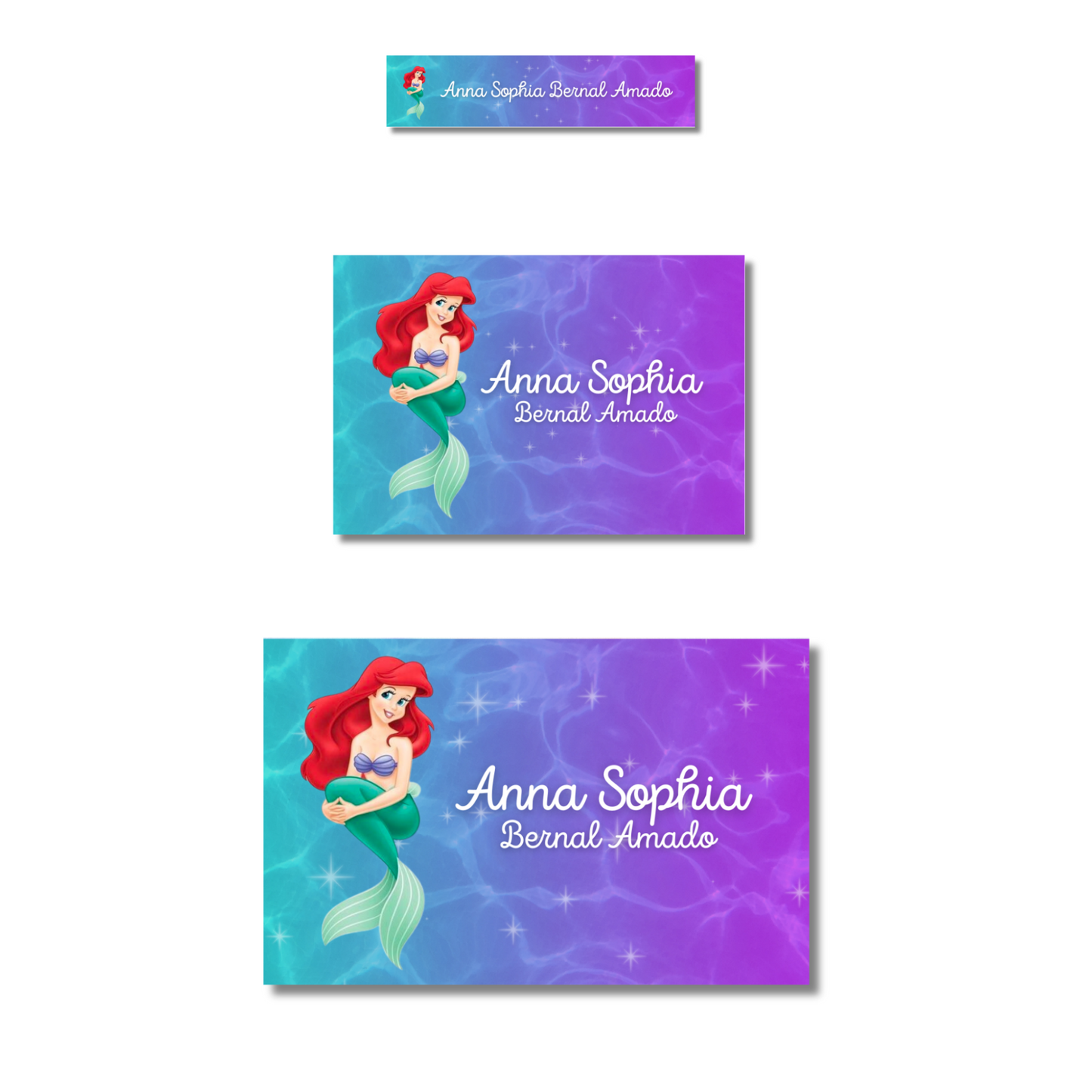 Little Mermaid Personalized School Labels Notebooks, Books and Pencils 