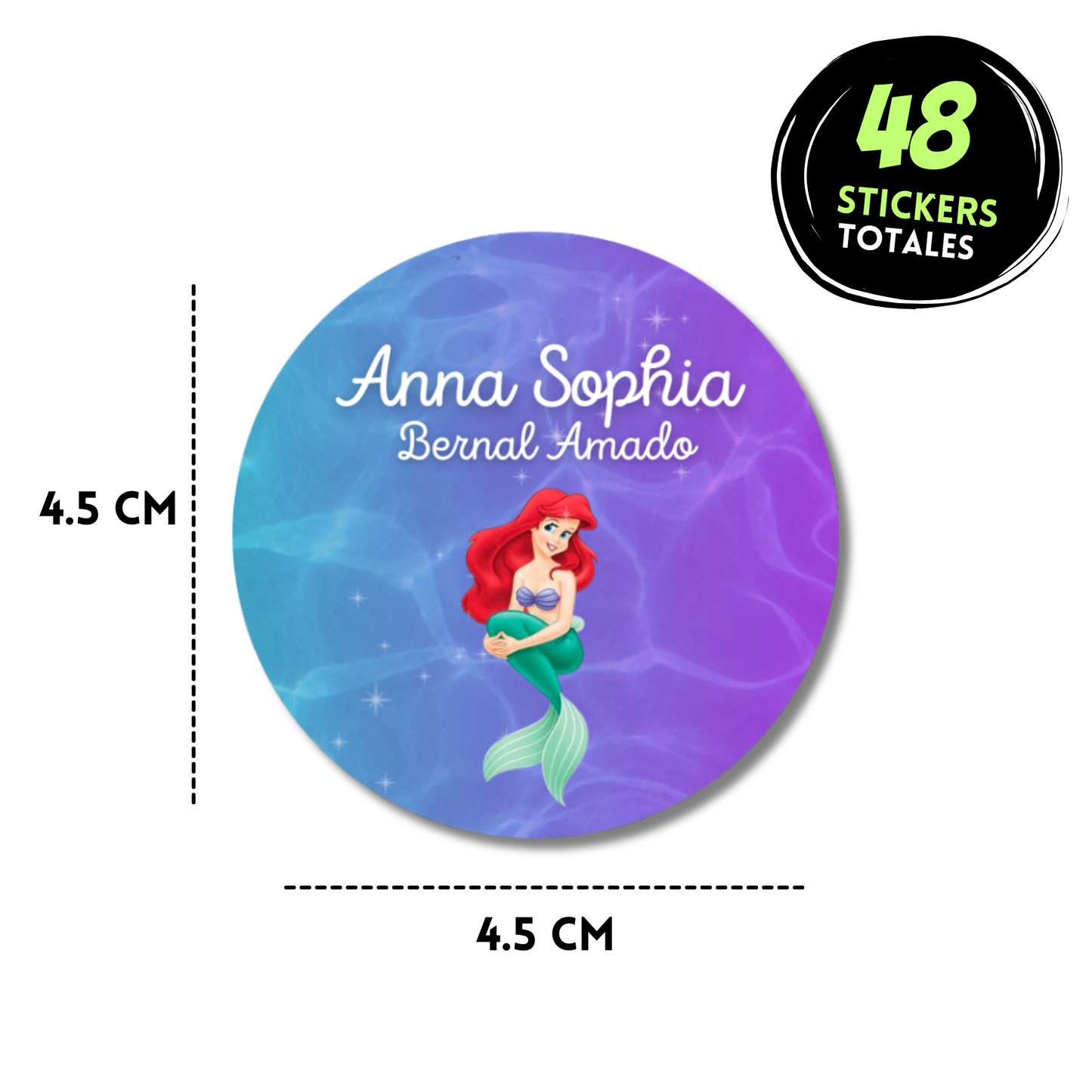 Little Mermaid Personalized School Labels Notebooks, Books and Pencils 