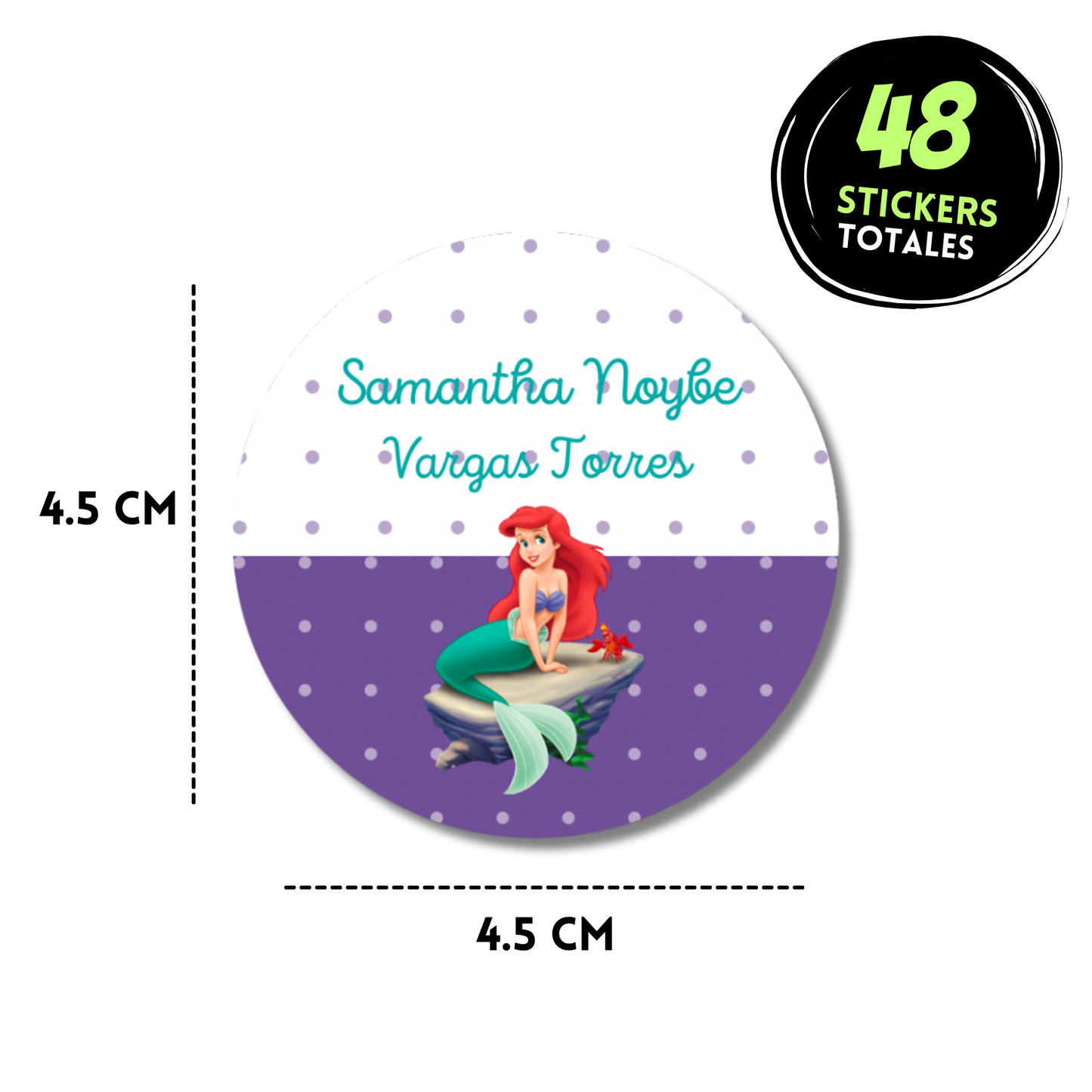 Little Mermaid &amp; Sebastian Personalized School Labels Notebooks, Books and Pencils 