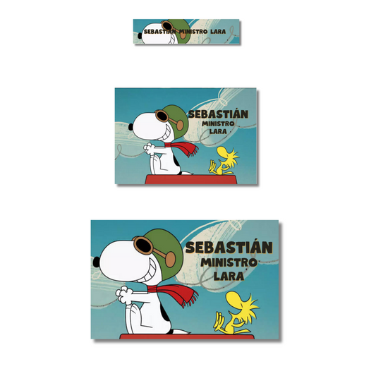 Snoopy &amp; Emilio Personalized School Labels Notebooks, Books and Pencils 