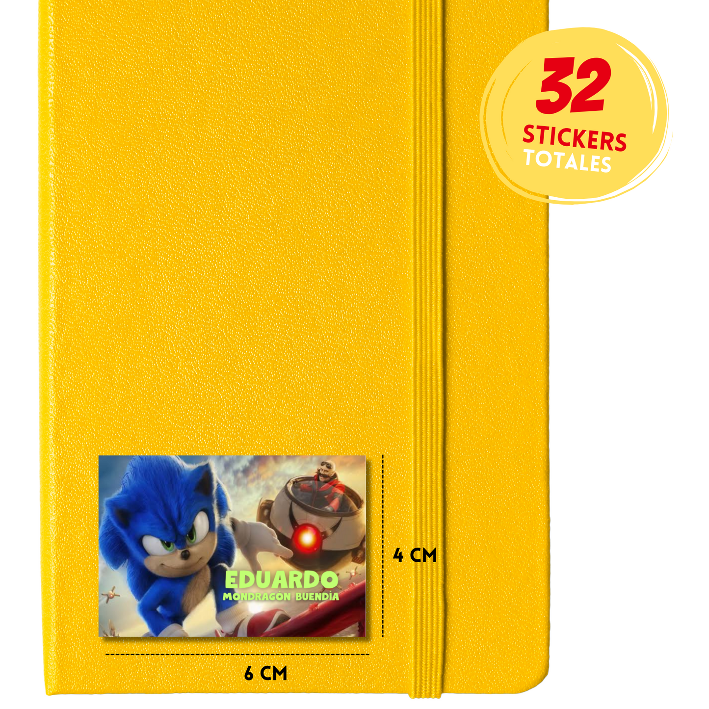 Sonic &amp; Dr. Eggman Personalized School Labels Notebooks, Books and Pencils 