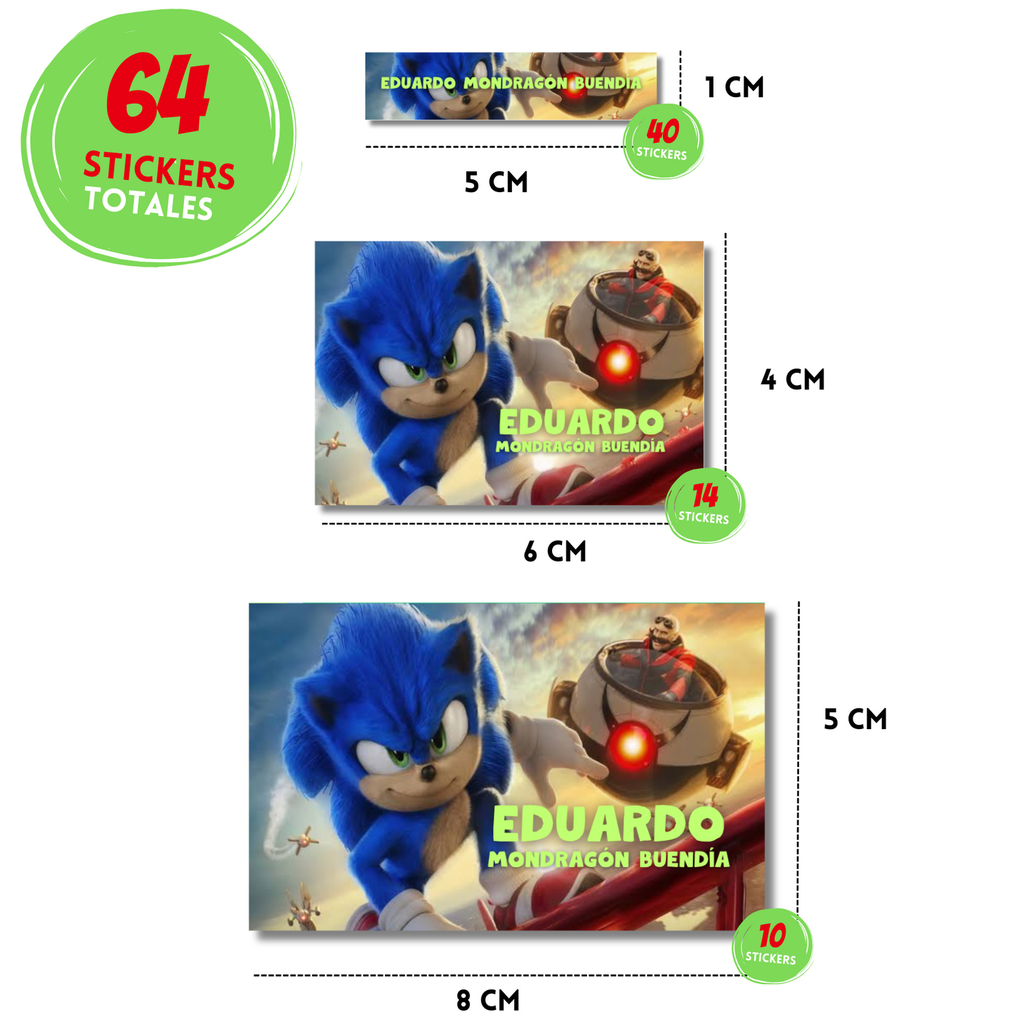 Sonic &amp; Dr. Eggman Personalized School Labels Notebooks, Books and Pencils 