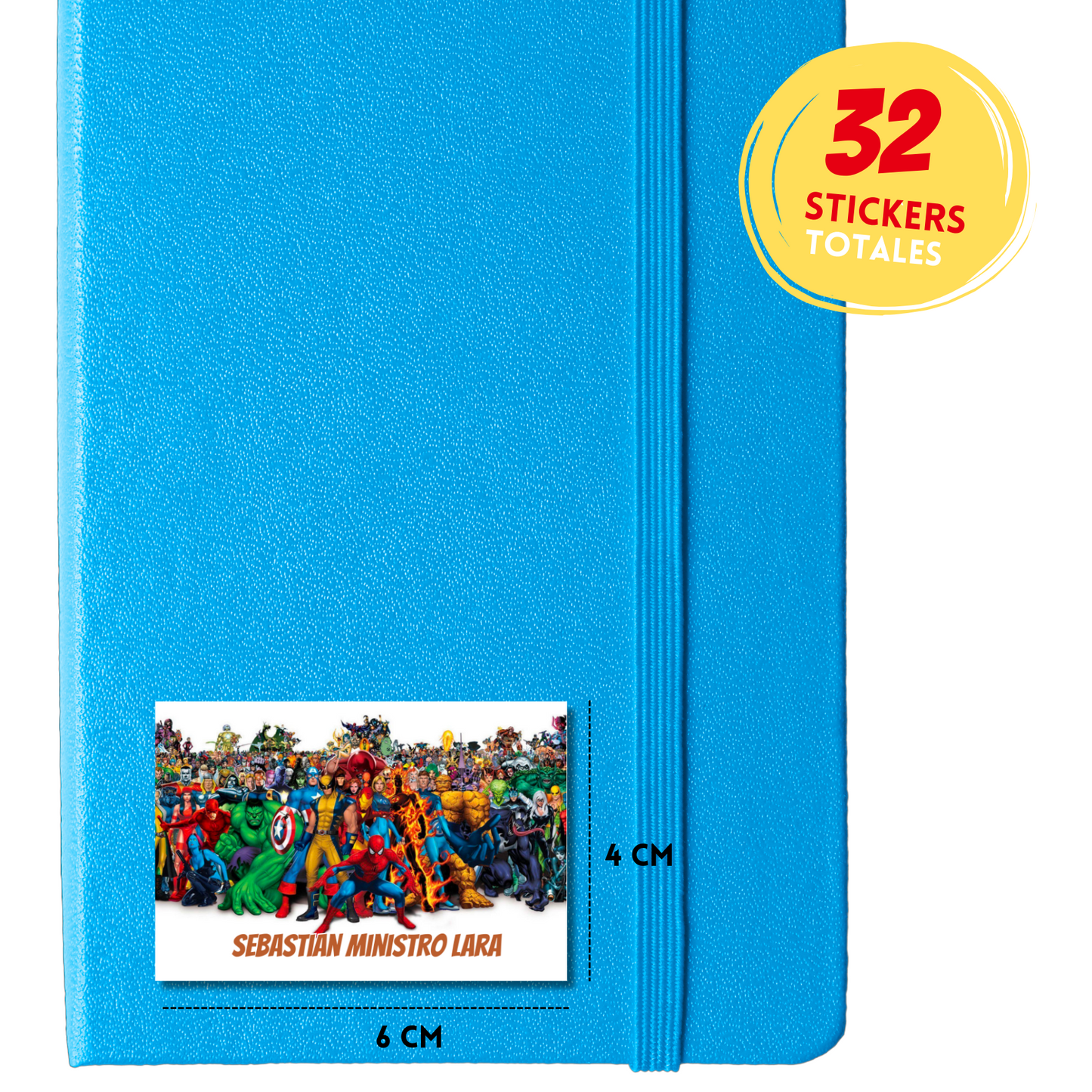 Superheroes Personalized School Labels Notebooks, Books and Pencils 