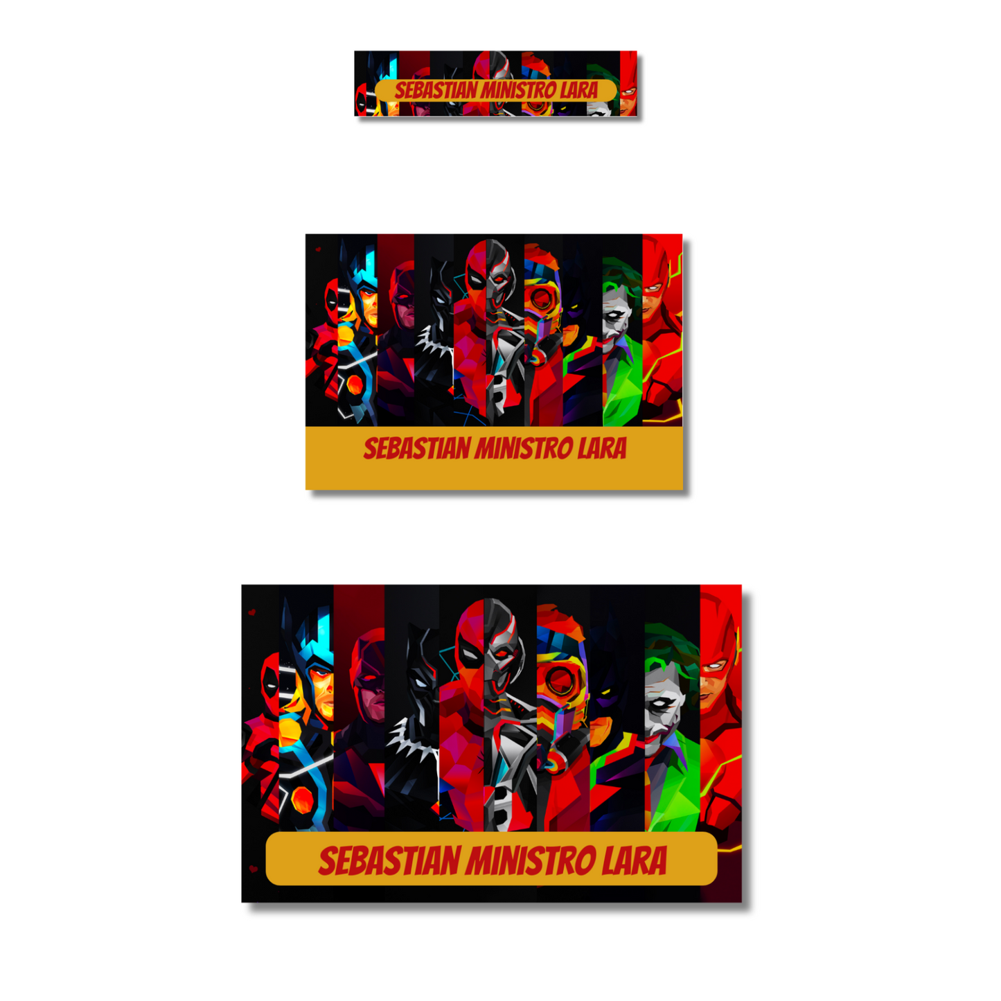 Superheroes Villains Personalized School Labels Notebooks, Books and Pencils 