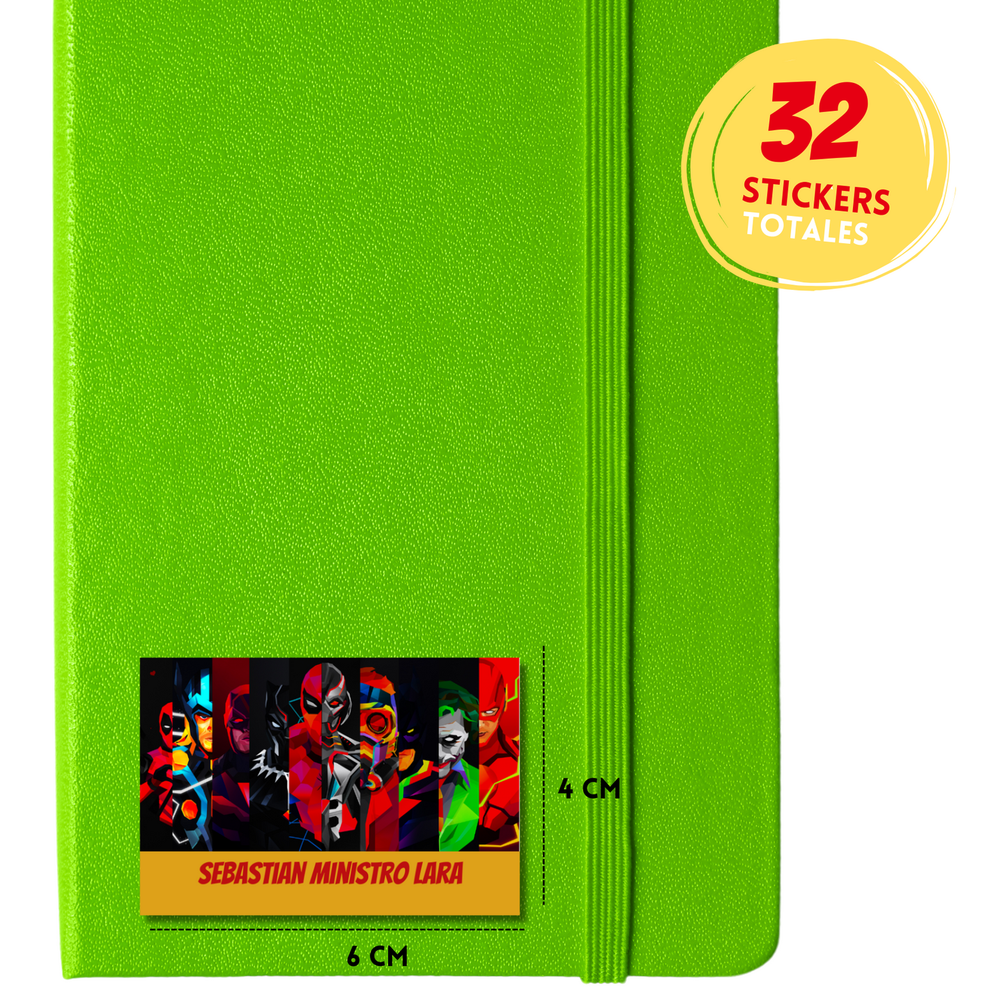 Superheroes Villains Personalized School Labels Notebooks, Books and Pencils 