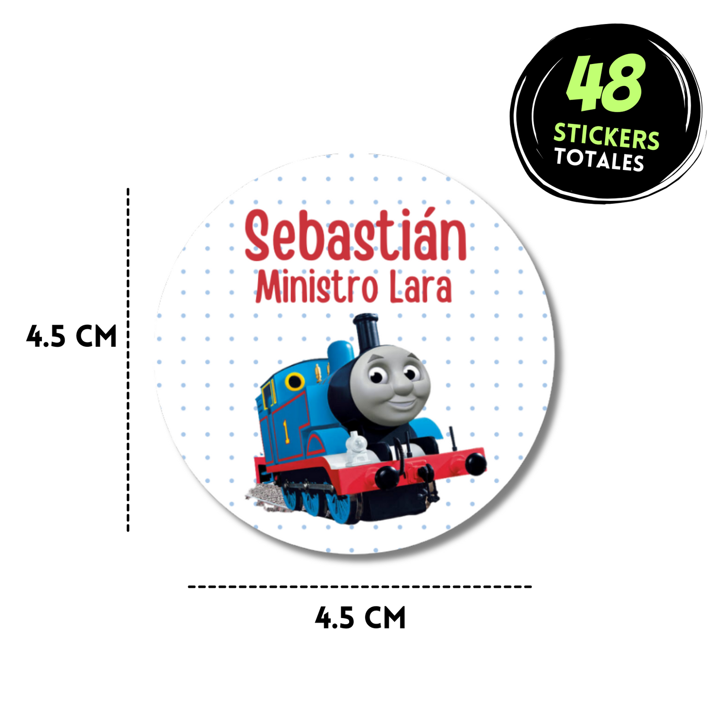 Thomas Train With Dots Personalized School Labels Notebooks, Books and Pencils 